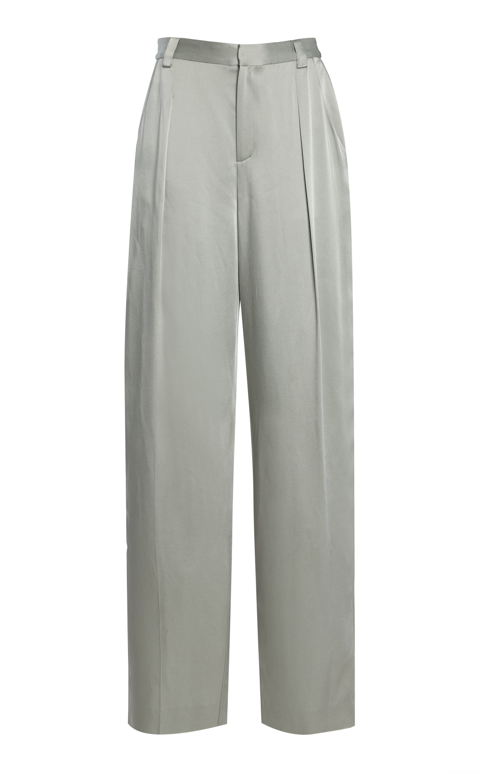 LAPOINTE Pleated Satin Relaxed Pants - Blue