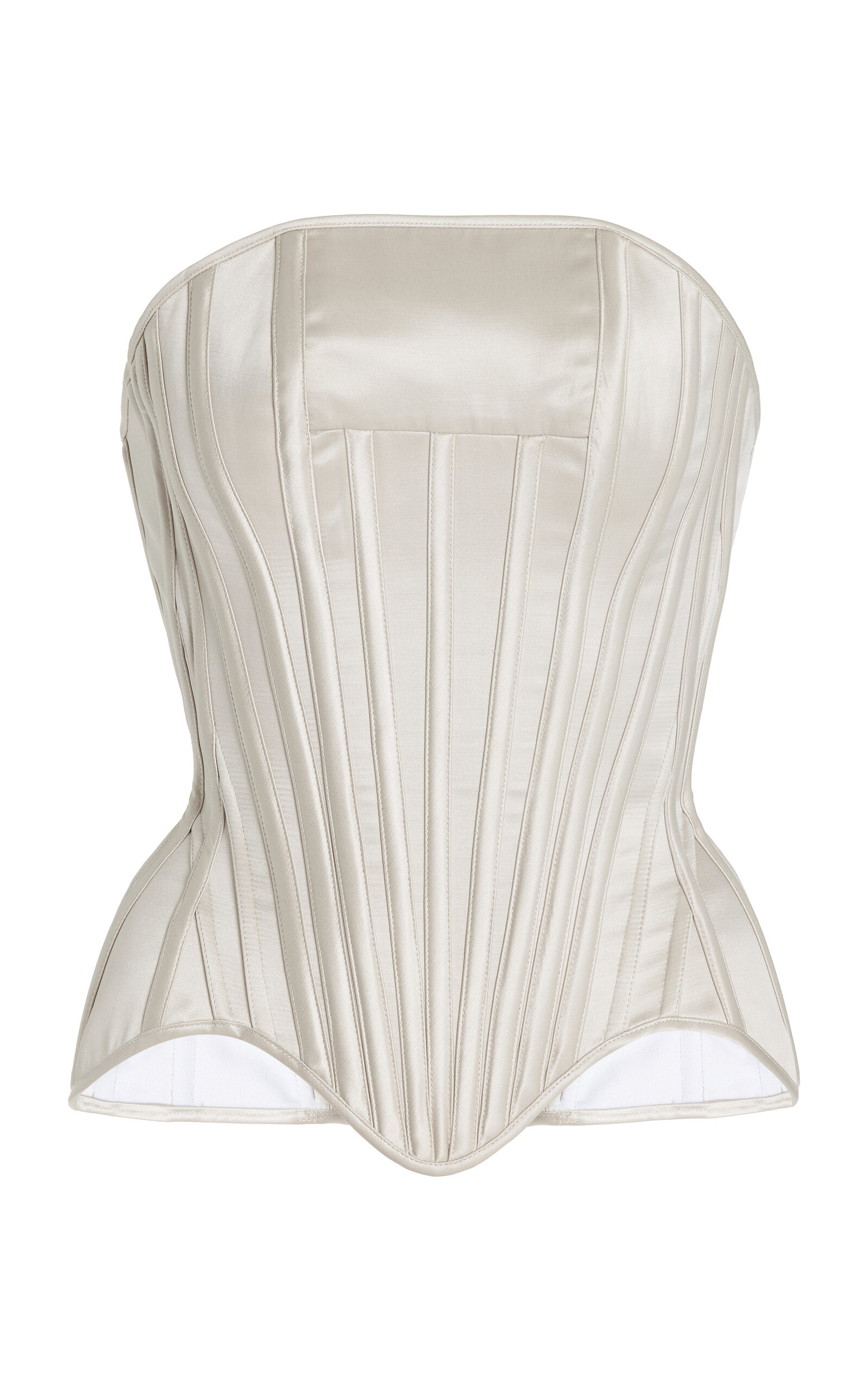 Wiederhoeft Exclusive Julie Satin Corset Top - Light Grey
