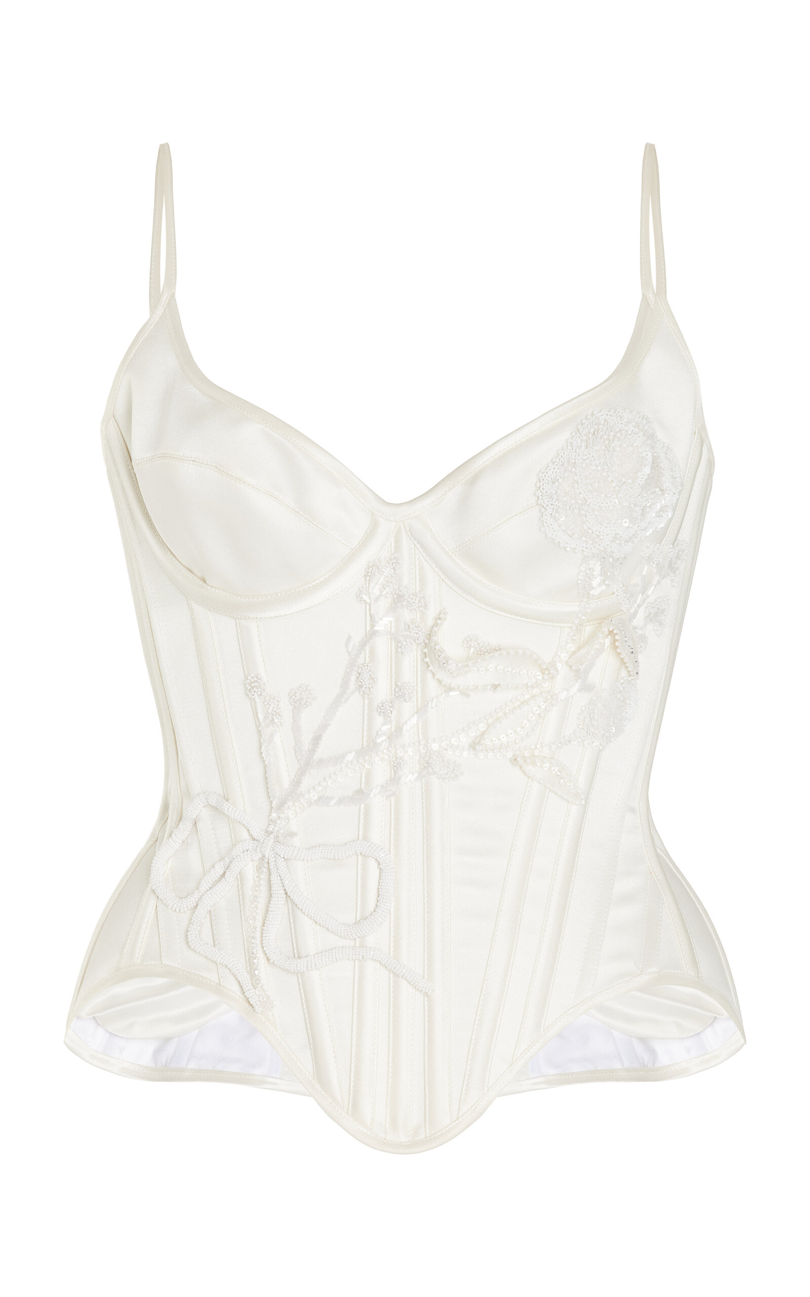 Wiederhoeft Carnation Salon Embellished Silk Satin Corset Top