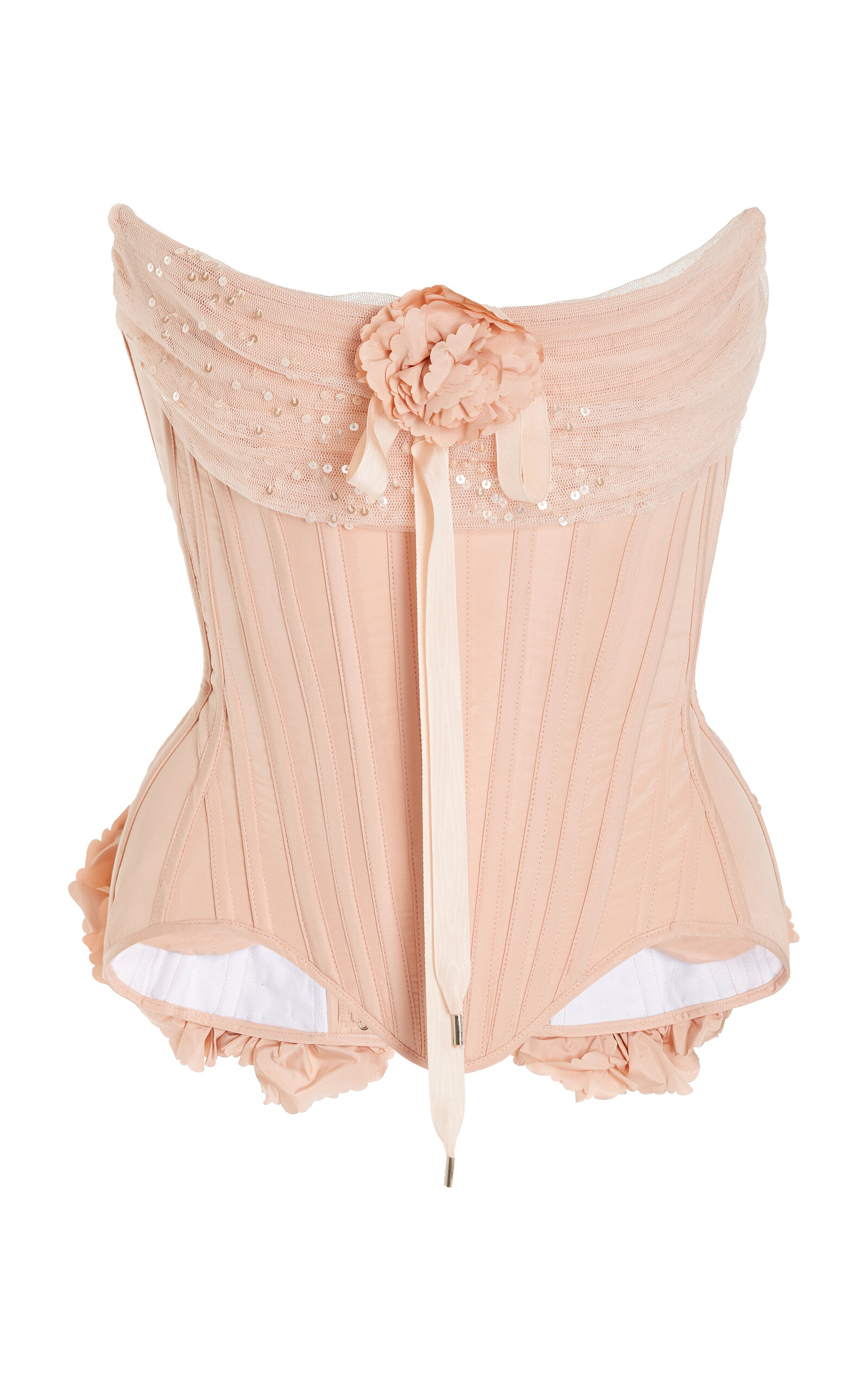 Wiederhoeft Wasp Embellished Satin Corset Top - Pink