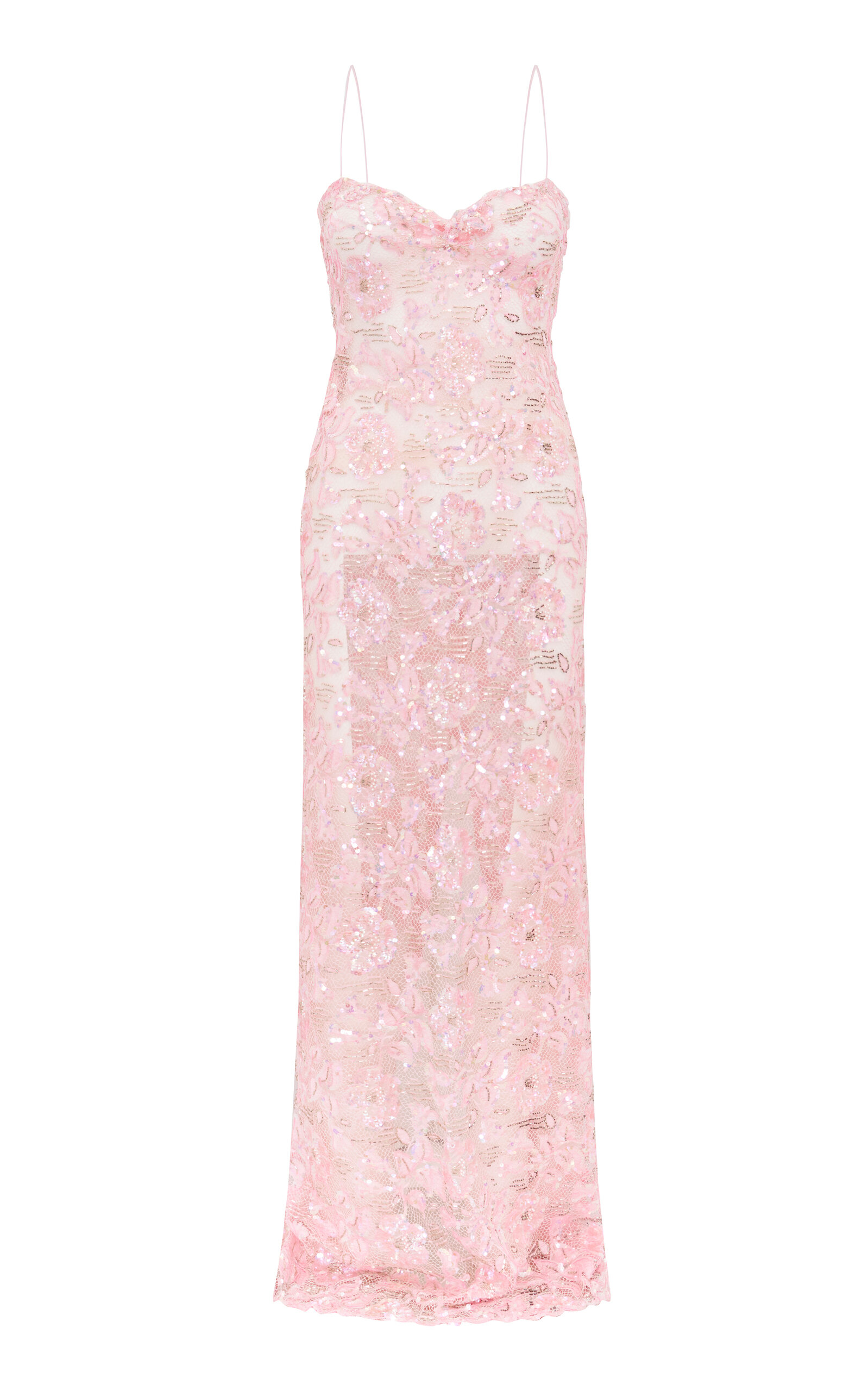LoveShackFancy Ciona Embellished Knit Maxi Dress - Pink