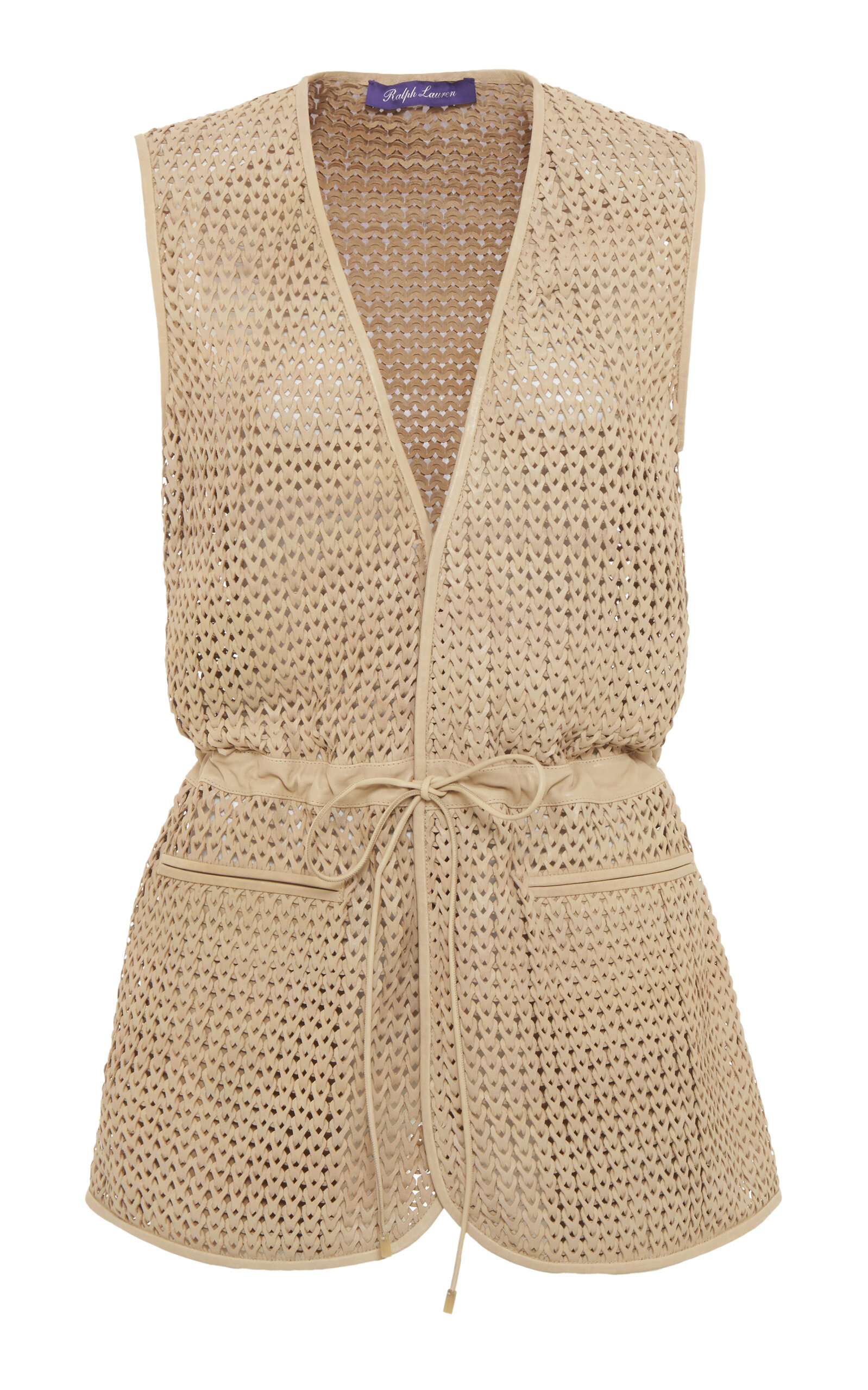Polo Ralph Lauren Tabetha Leather Vest In Nude