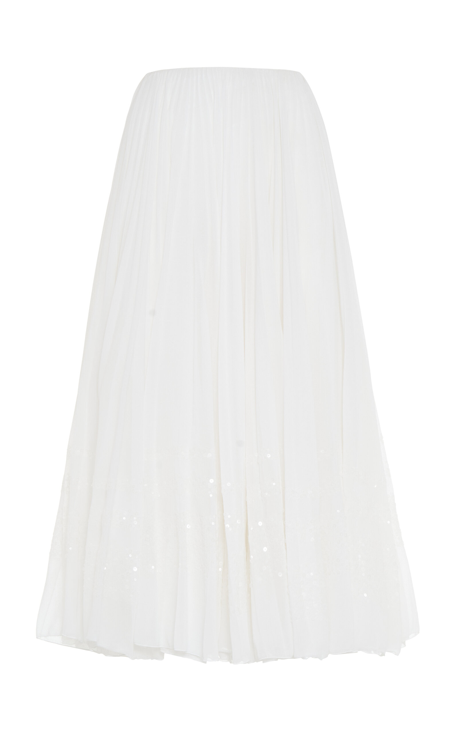 Pleated Cotton Voile Midi Skirt