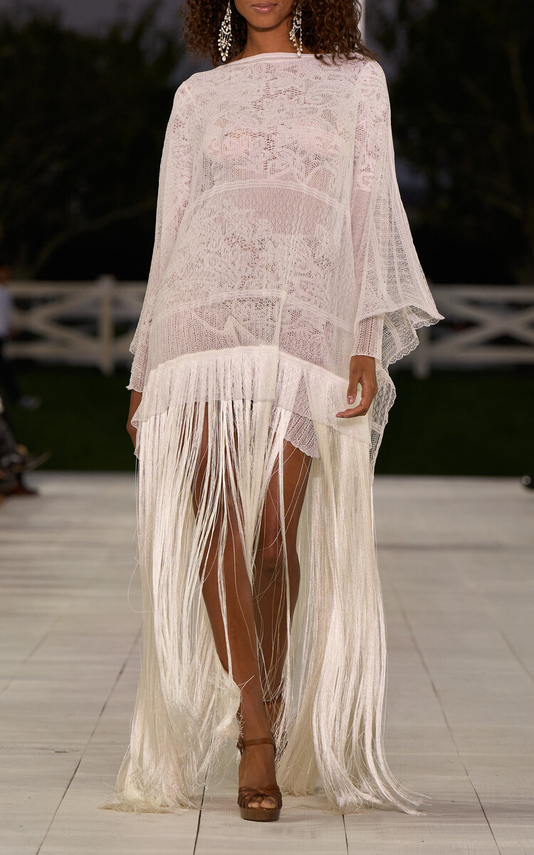 Polo Ralph Lauren Lace Silk Poncho In Ivory