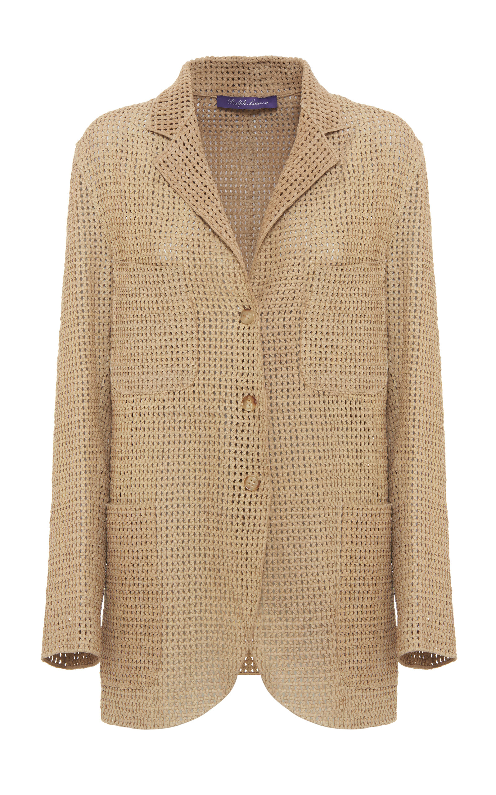 Lydia Open-Knit Leather Blazer