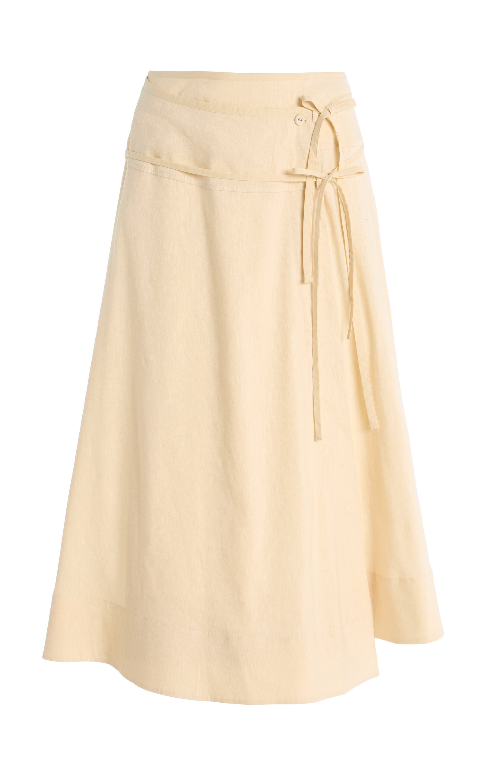 Shop Proenza Schouler White Label Jovie Slub Linen-blend Wrap Skirt In Neutral