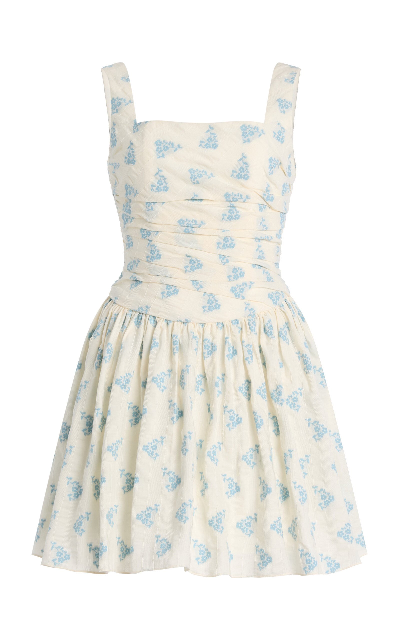 Markarian Daphne Ruched Cotton Mini Dress In Ivory