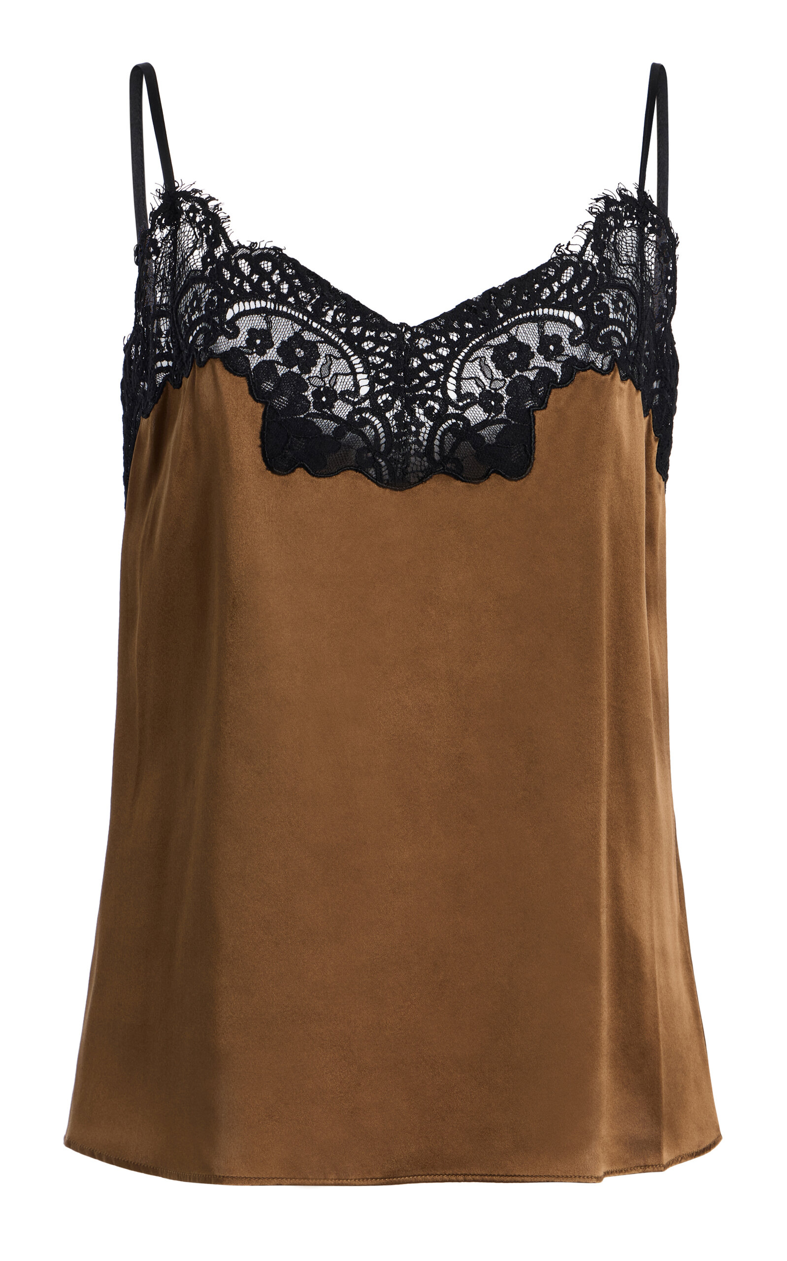 Co Lace Silk Satin Camisole In Brown