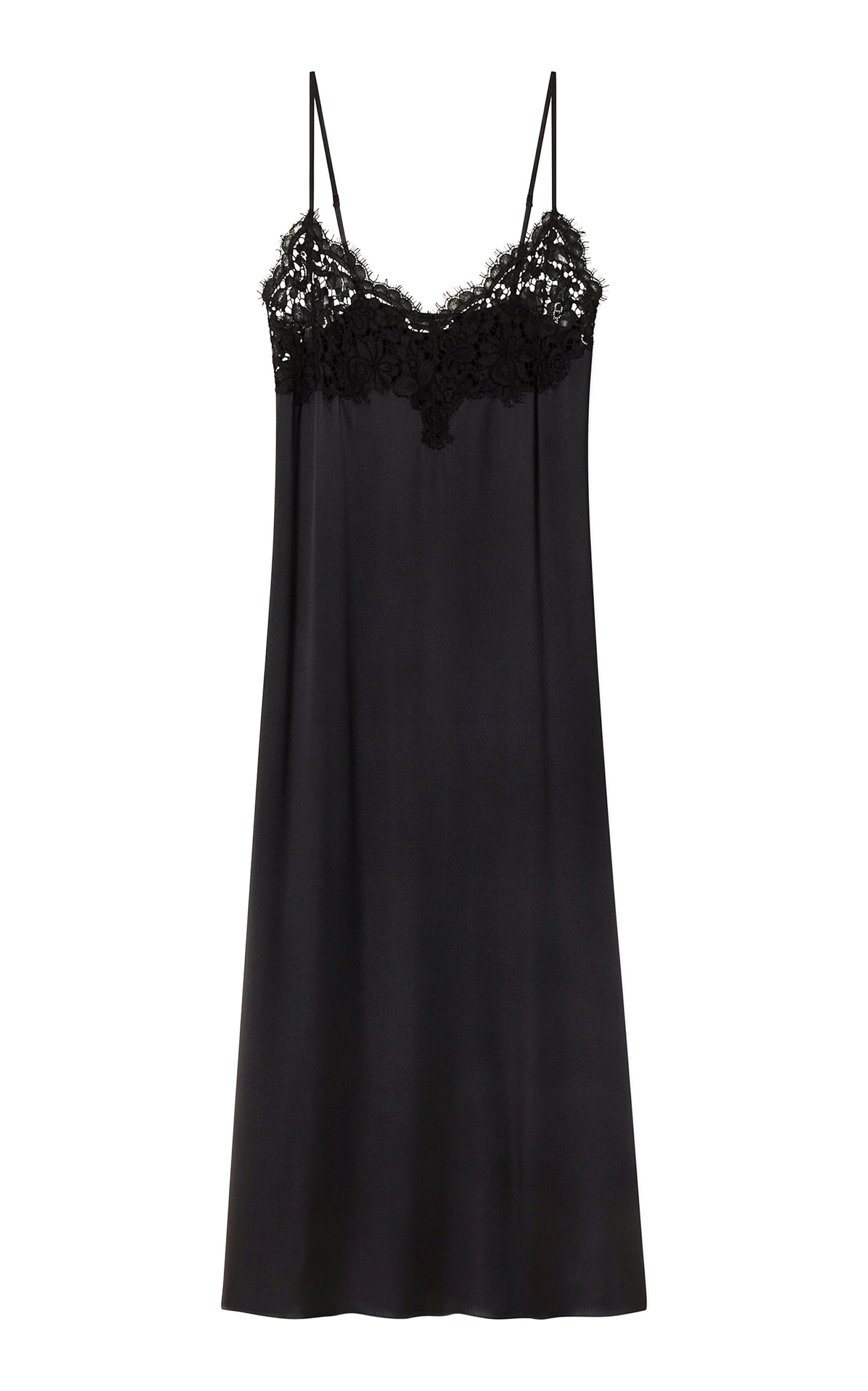 Co Lace Silk Satin Slip Dress In Black