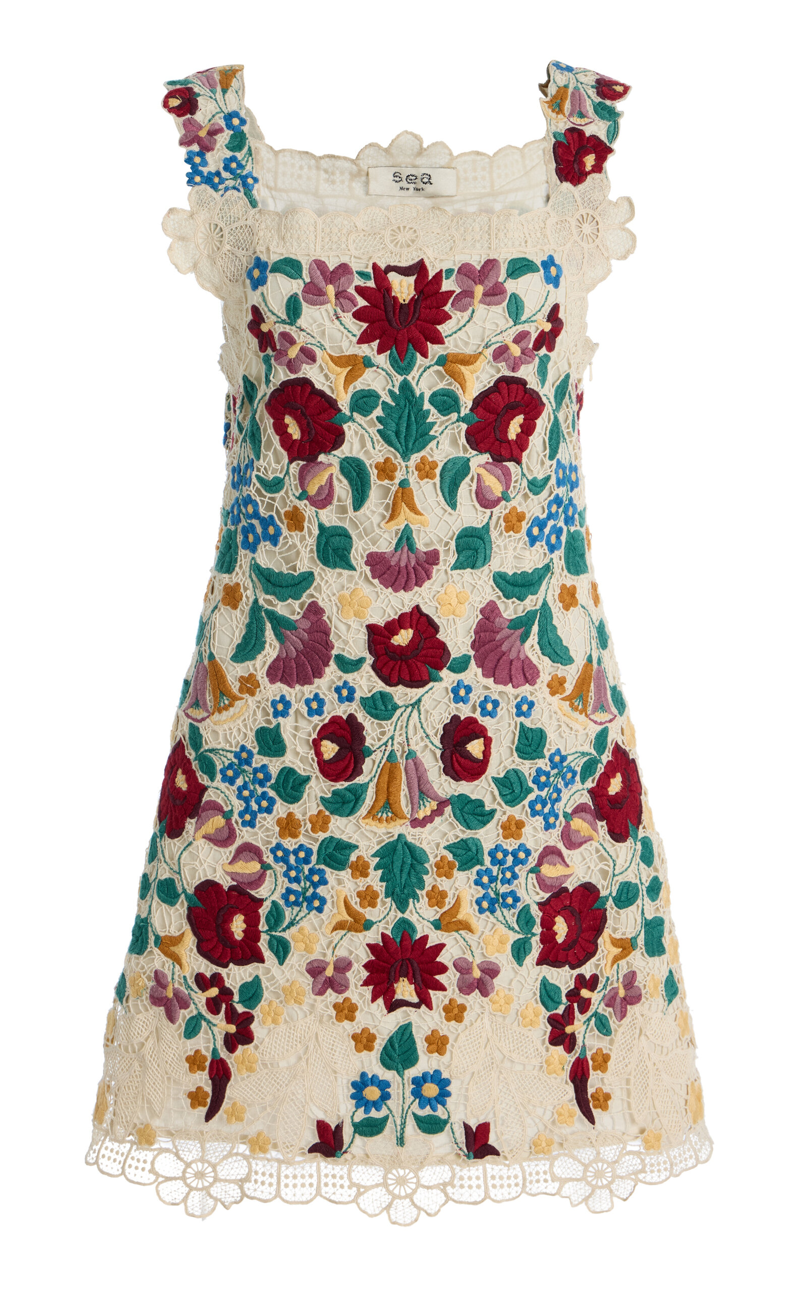 Sea Katharine Embroidered Cotton Mini Dress - Multi - Women's Clothing