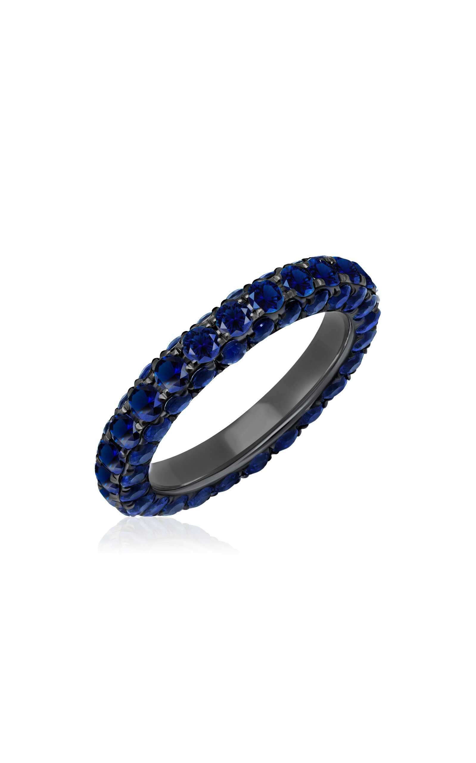 Graziela 18k White Gold Three Sided Sapphire Ring In White