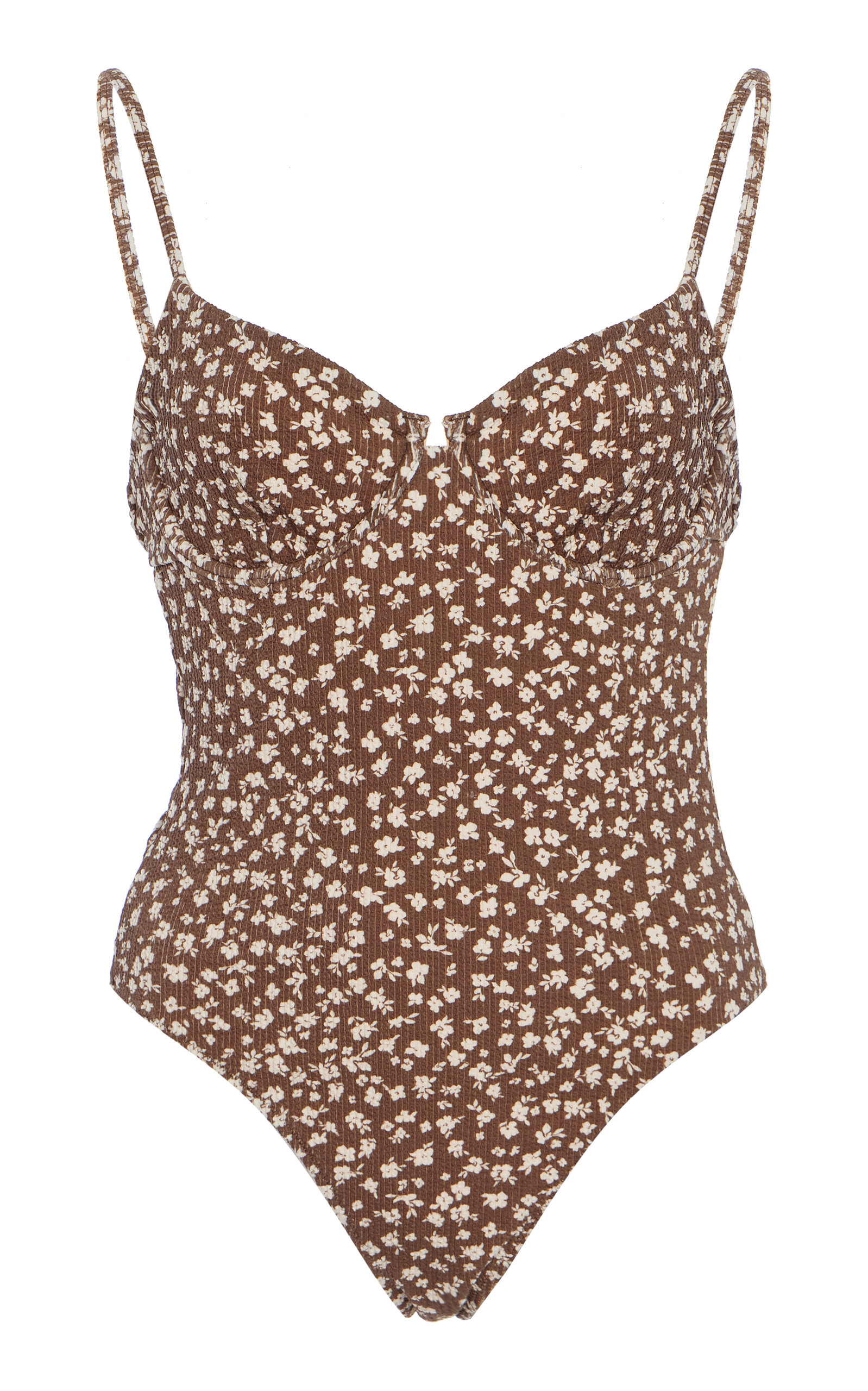 ELCE Exclusive Naia Textured Bustier One-Piece Swimsuit - Brown - XS