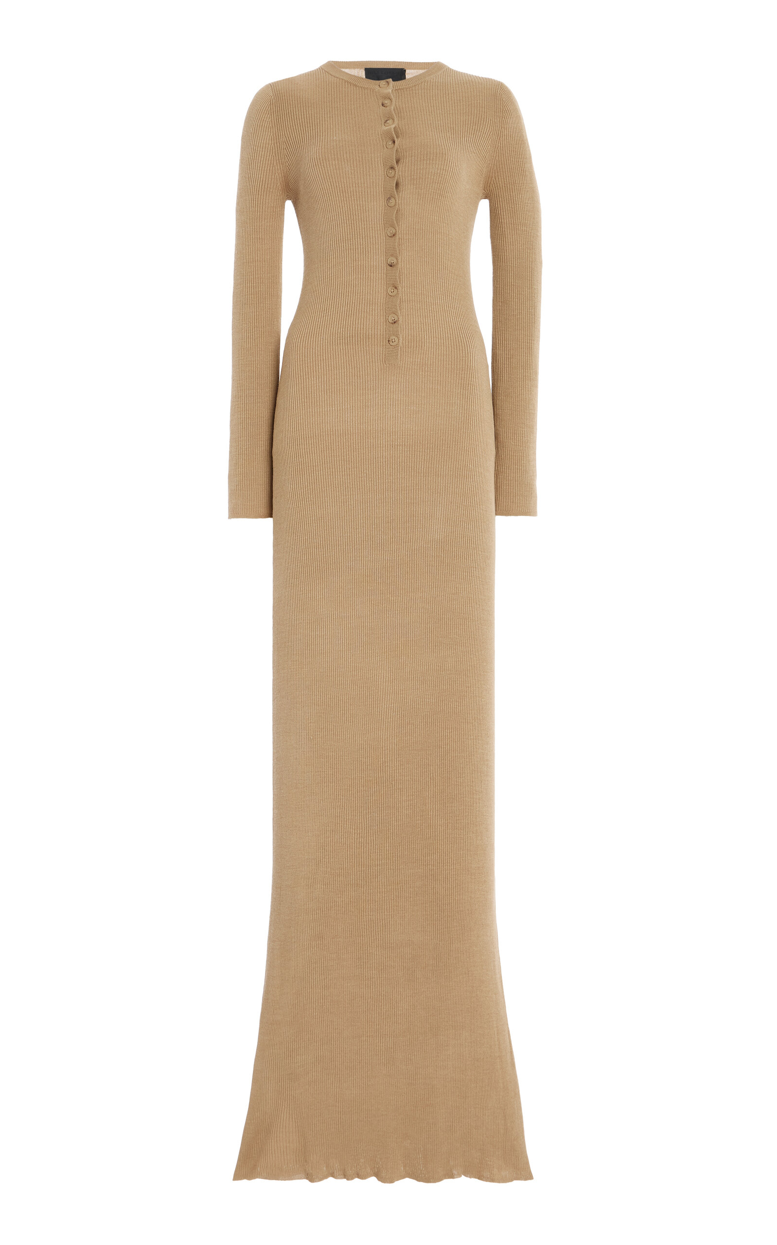 Shop Nili Lotan Roxy Buttoned Knit Silk Maxi Dress