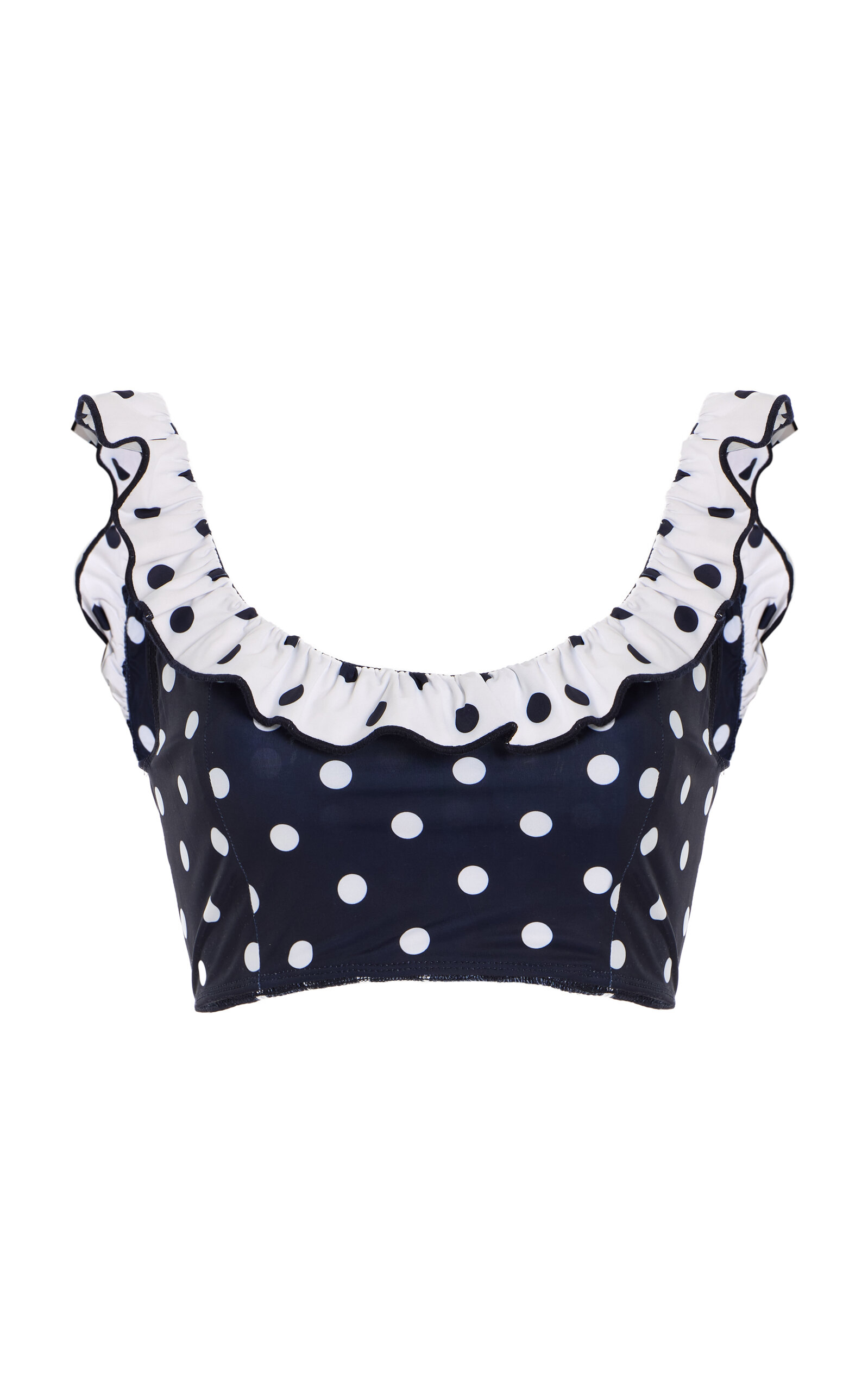 Paulina Ruffled Polka-Dot Bikini Top