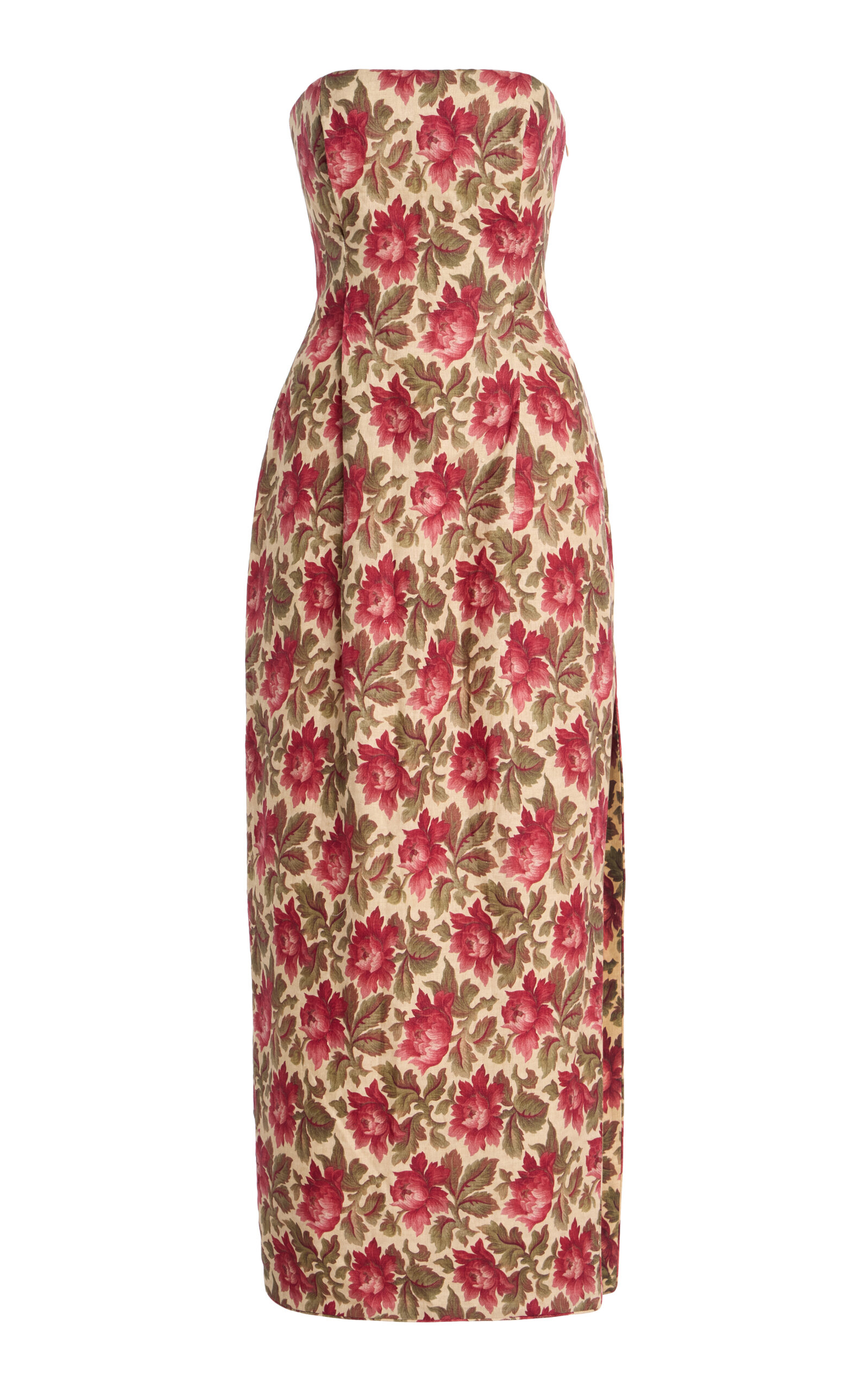 Posse Rosalie Strapless Floral Linen Maxi Dress
