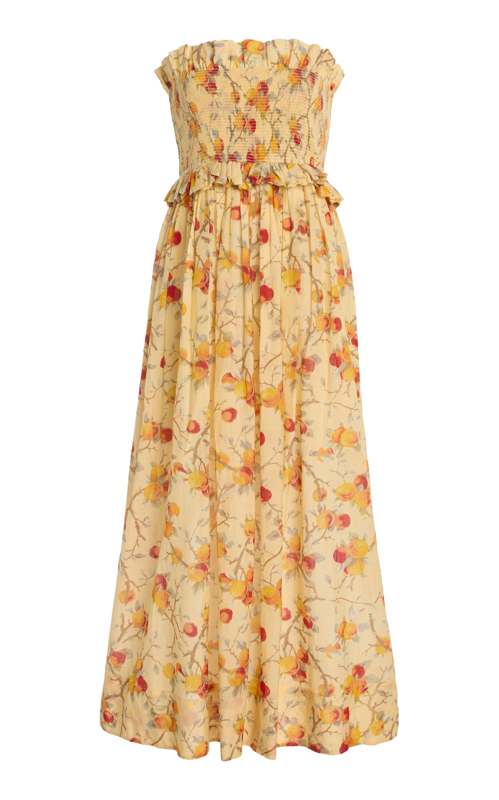 Posse Coby Cotton-blend Strapless Dress In Yellow