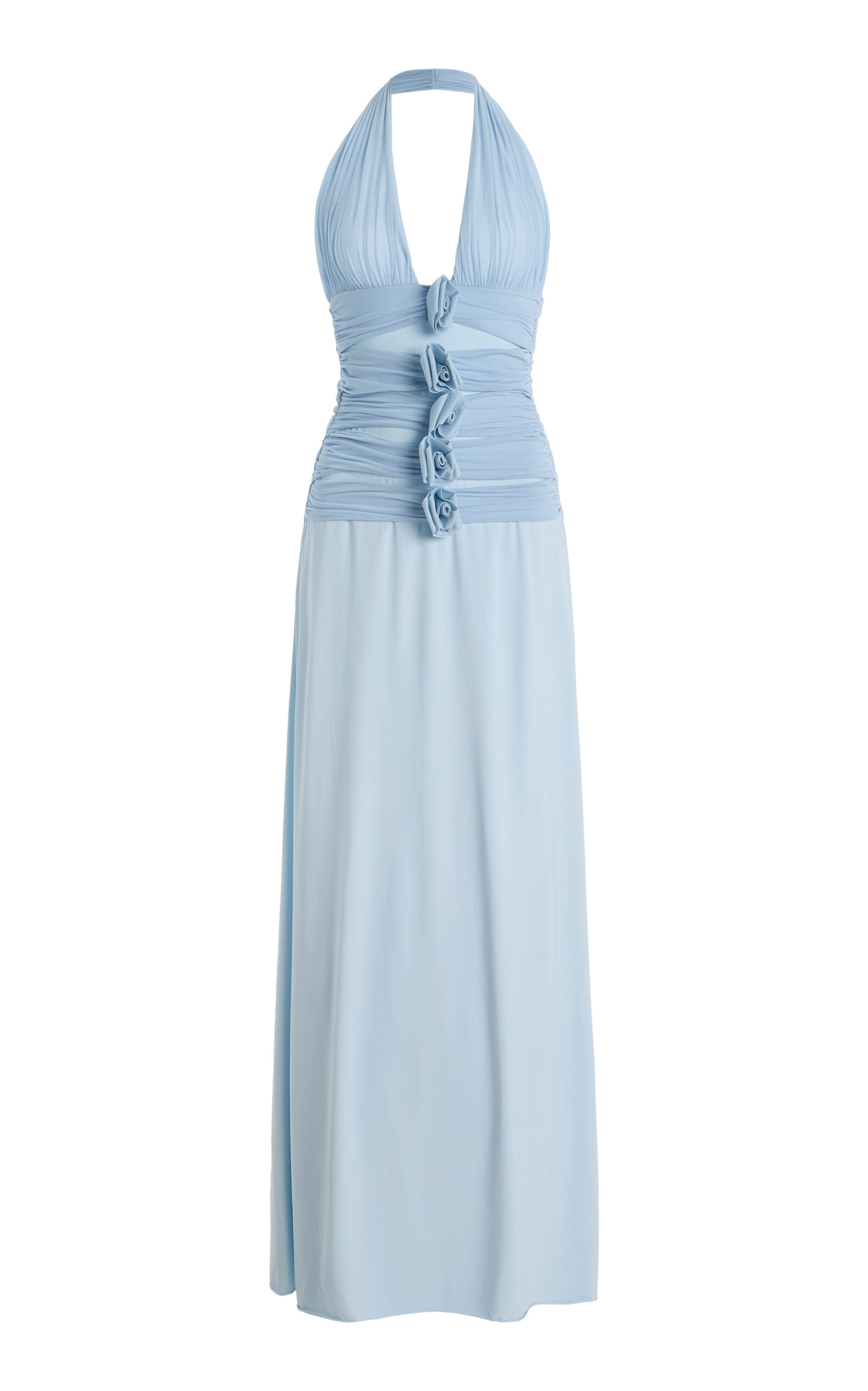 Maygel Coronel Villadiego Halter Maxi Dress In Blue