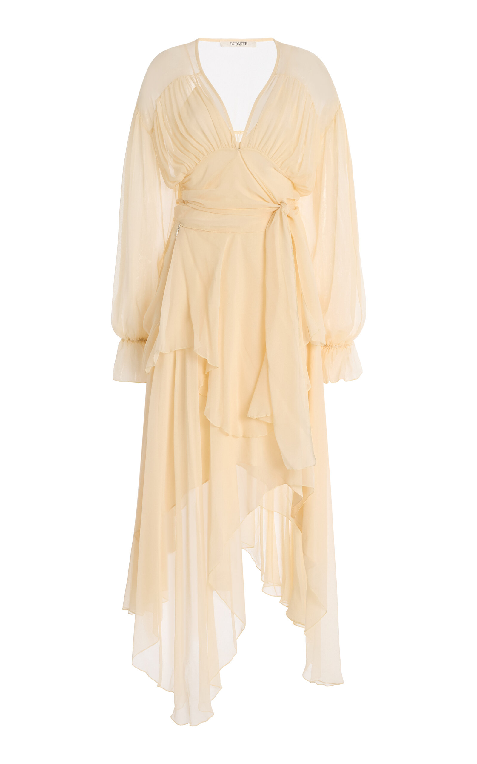 Rodarte Tie-Detailed Silk-Chiffon Midi Dress