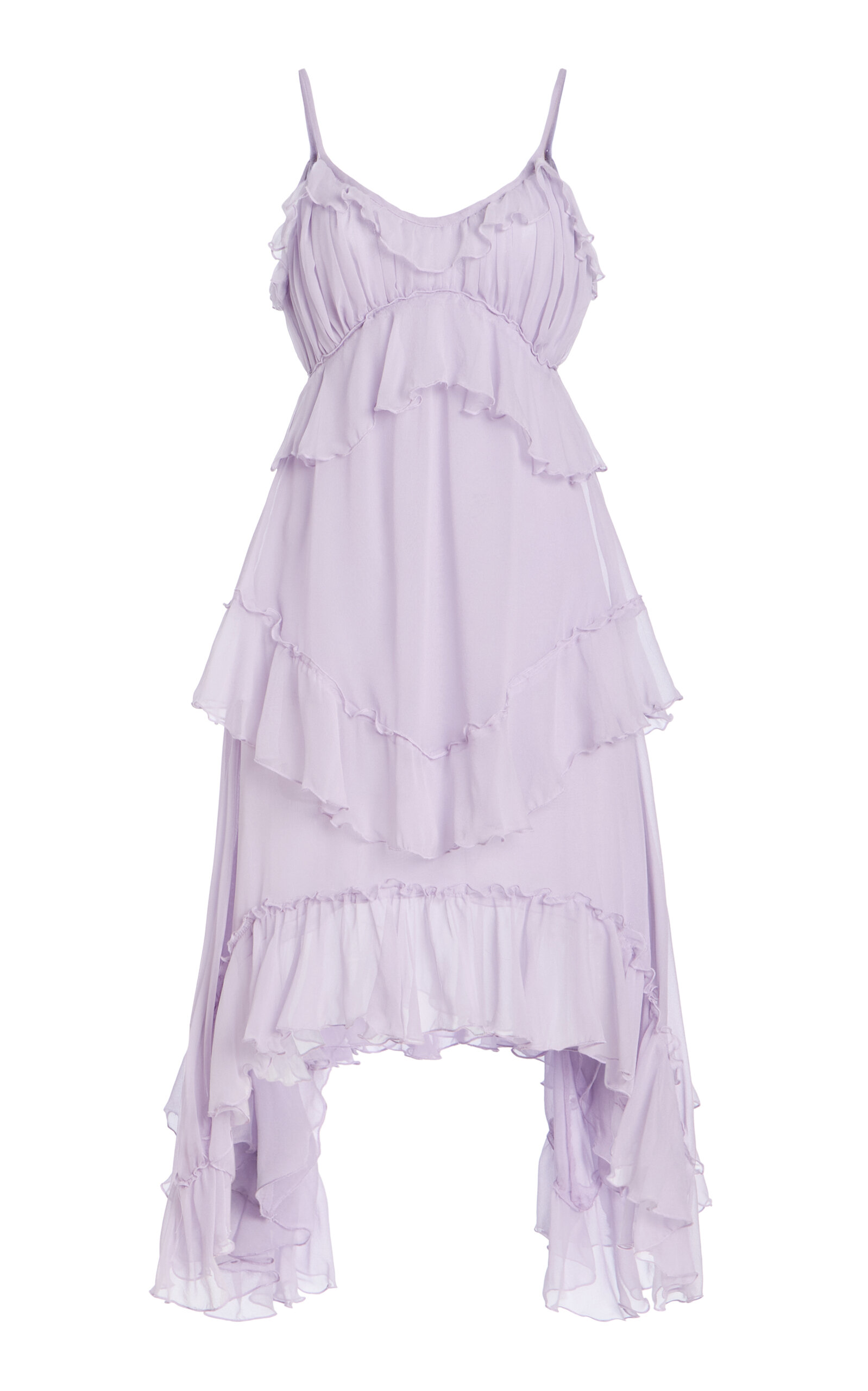 Rodarte Ruffled Silk Chiffon Midi Dress In Purple