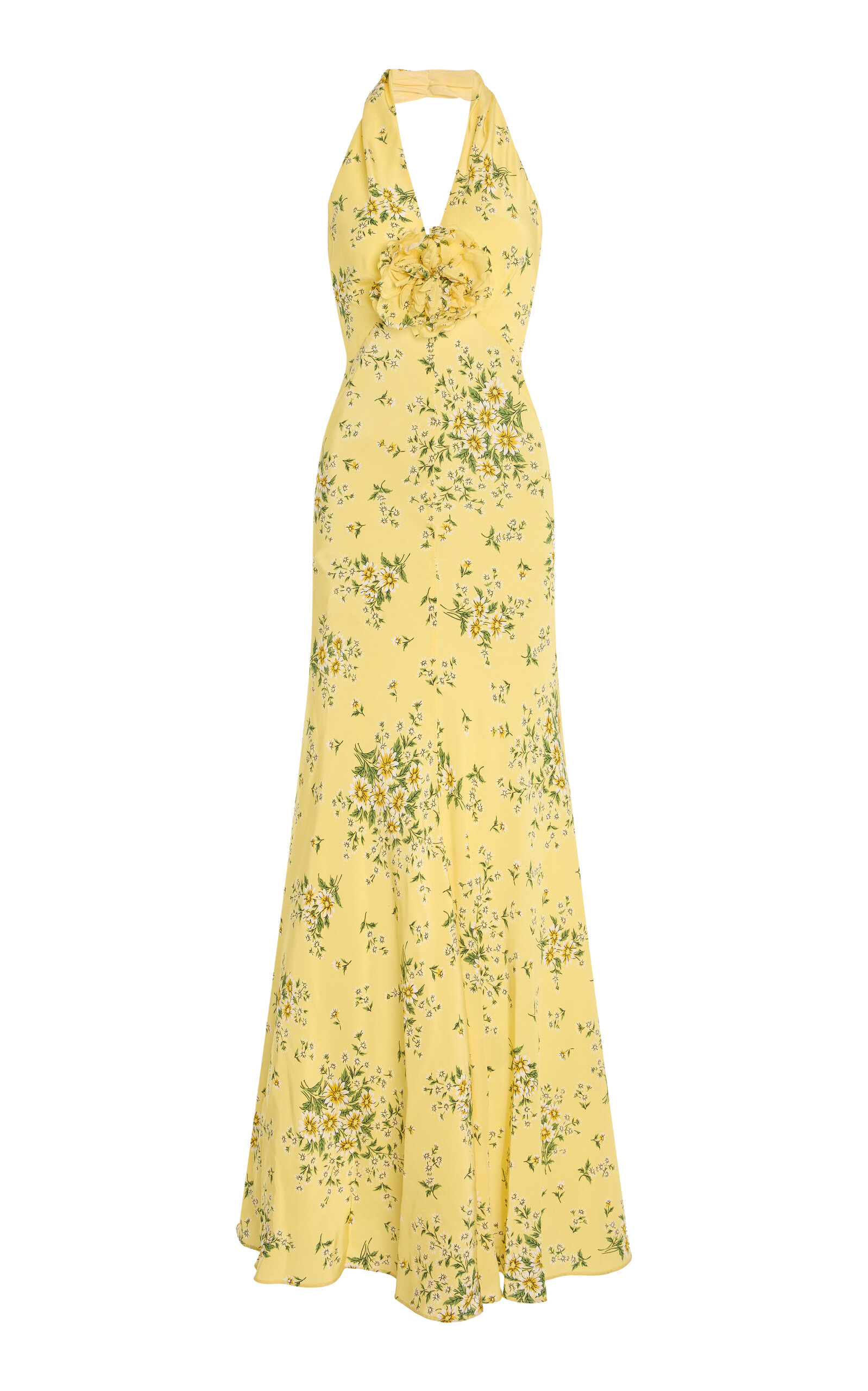 Rodarte Floral-Print Silk Midi Dress - Yellow