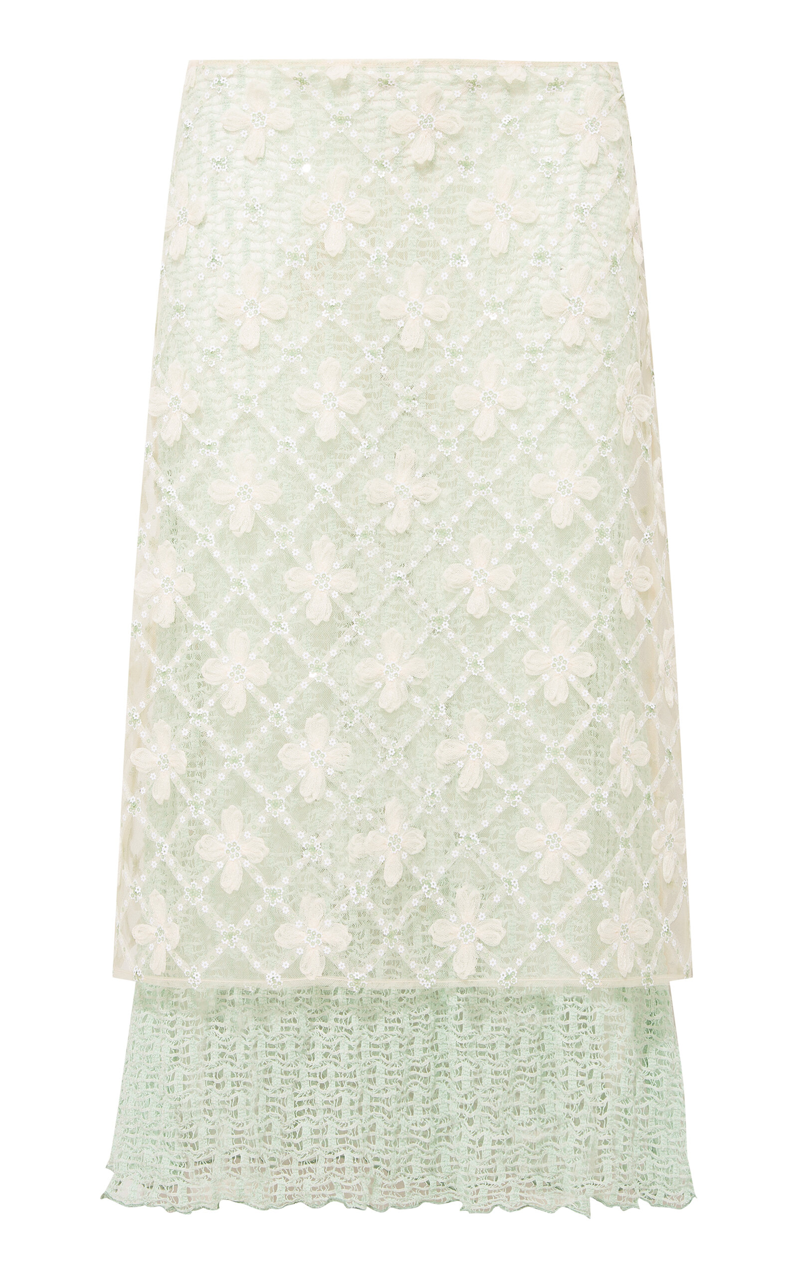 SIEDRÉS Lunies Flower-Embellished Lace Midi Skirt