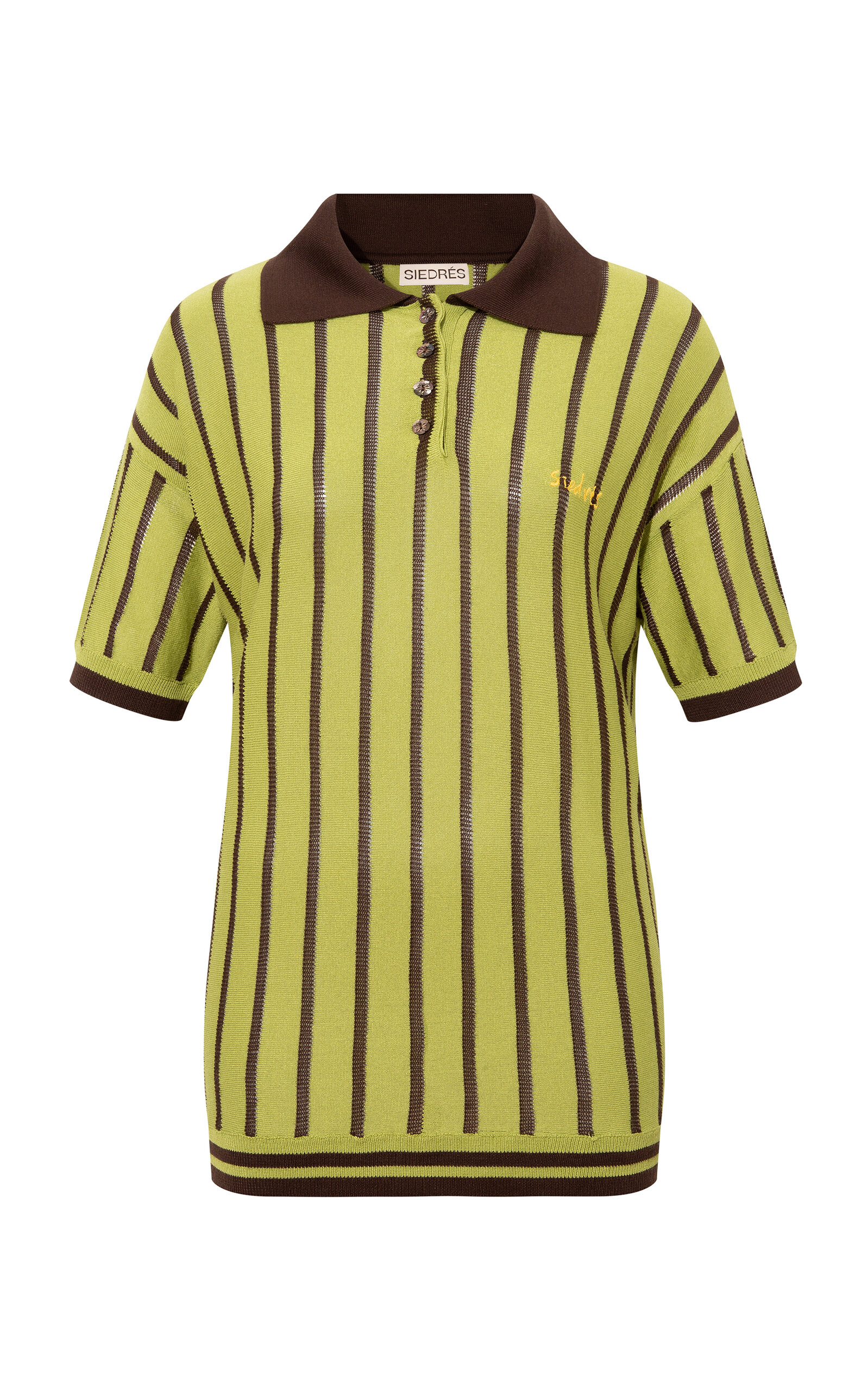 SIEDRES ROUNES STRIPED KNIT POLO TOP