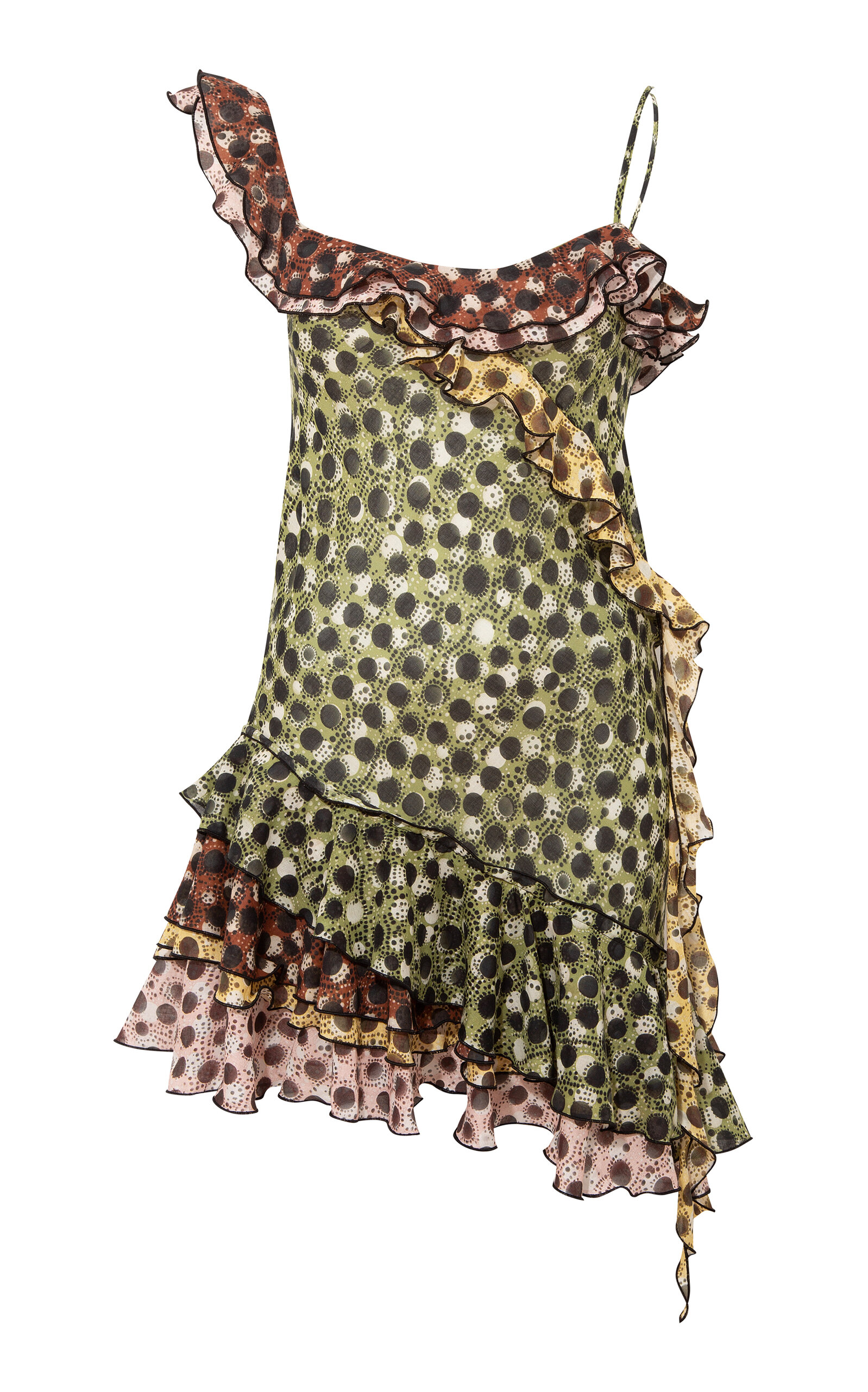Siedres Womens Mimika Polka-dot Ruffled-trim Cotton Mini Dress Multi In Multi