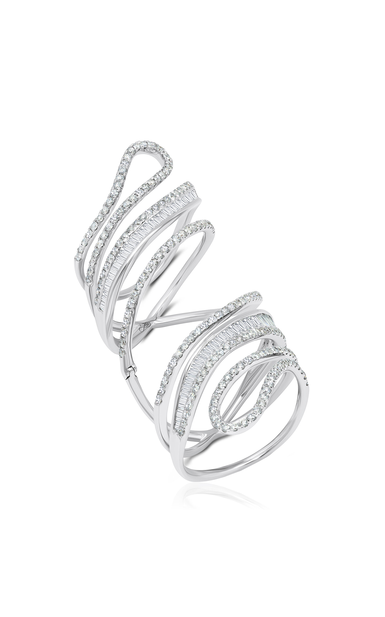 Hinged 18K White Gold Diamond Paisley Ring