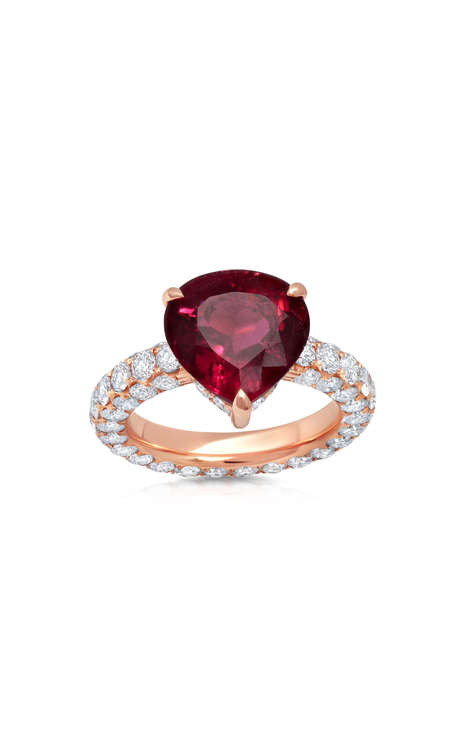 18K Rose Gold Rubellite; Diamond Ring