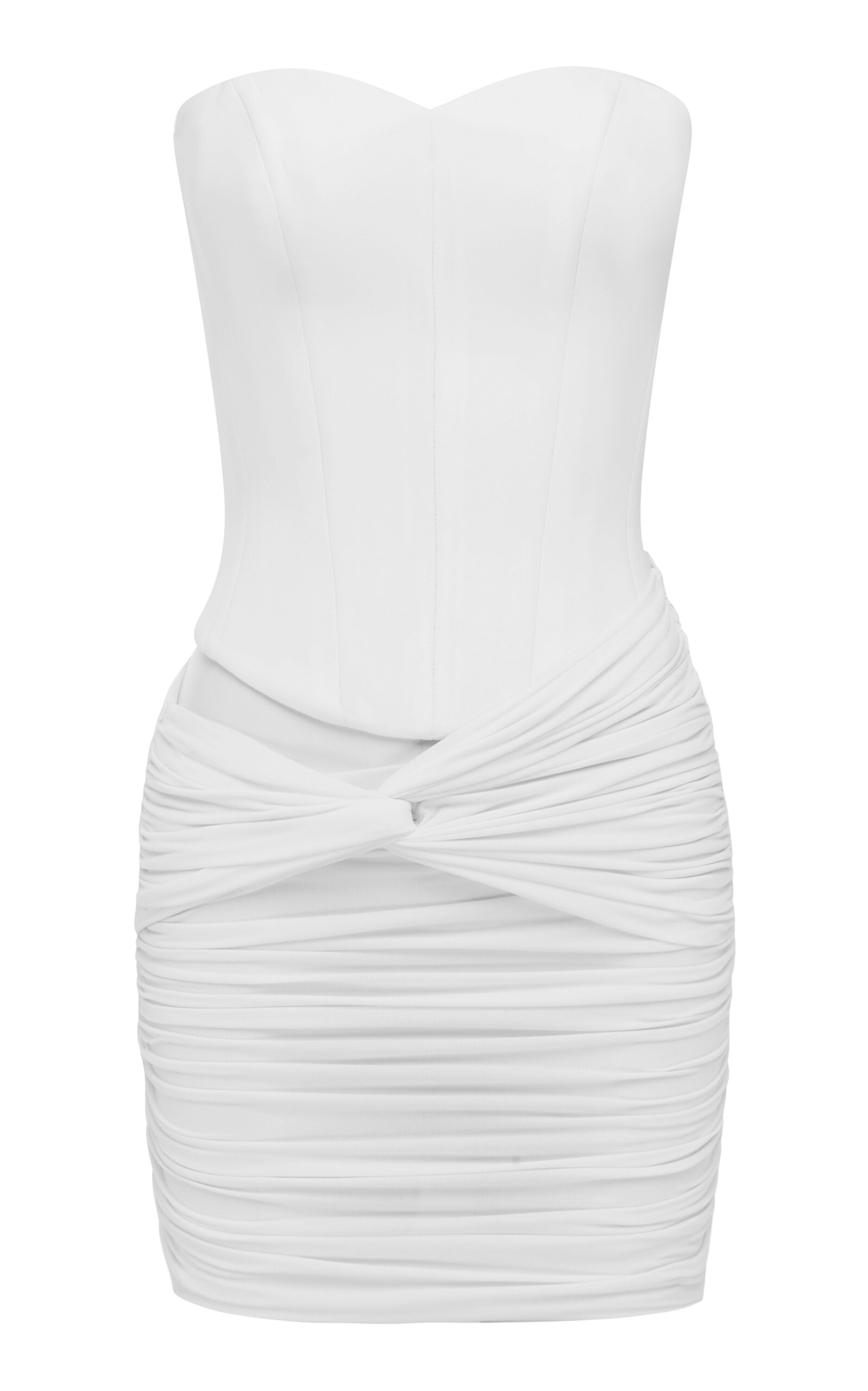 Alex Perry Corset-Waist Ruched Jersey Mini Dress