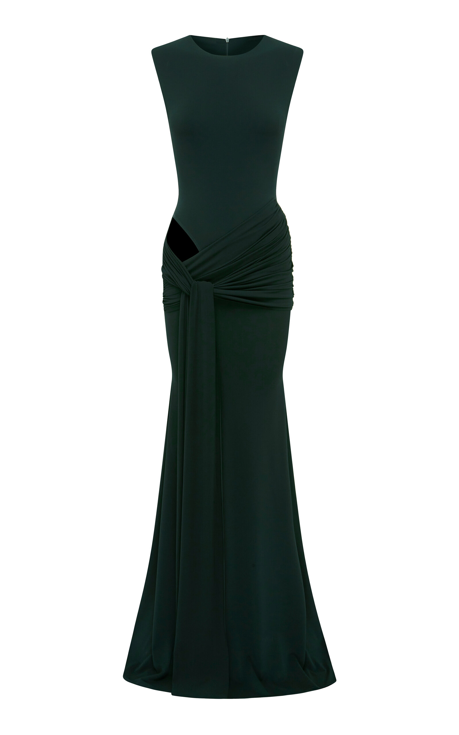 Alex Perry Wrapped Cutout Crepe Jersey Gown In Dark Green