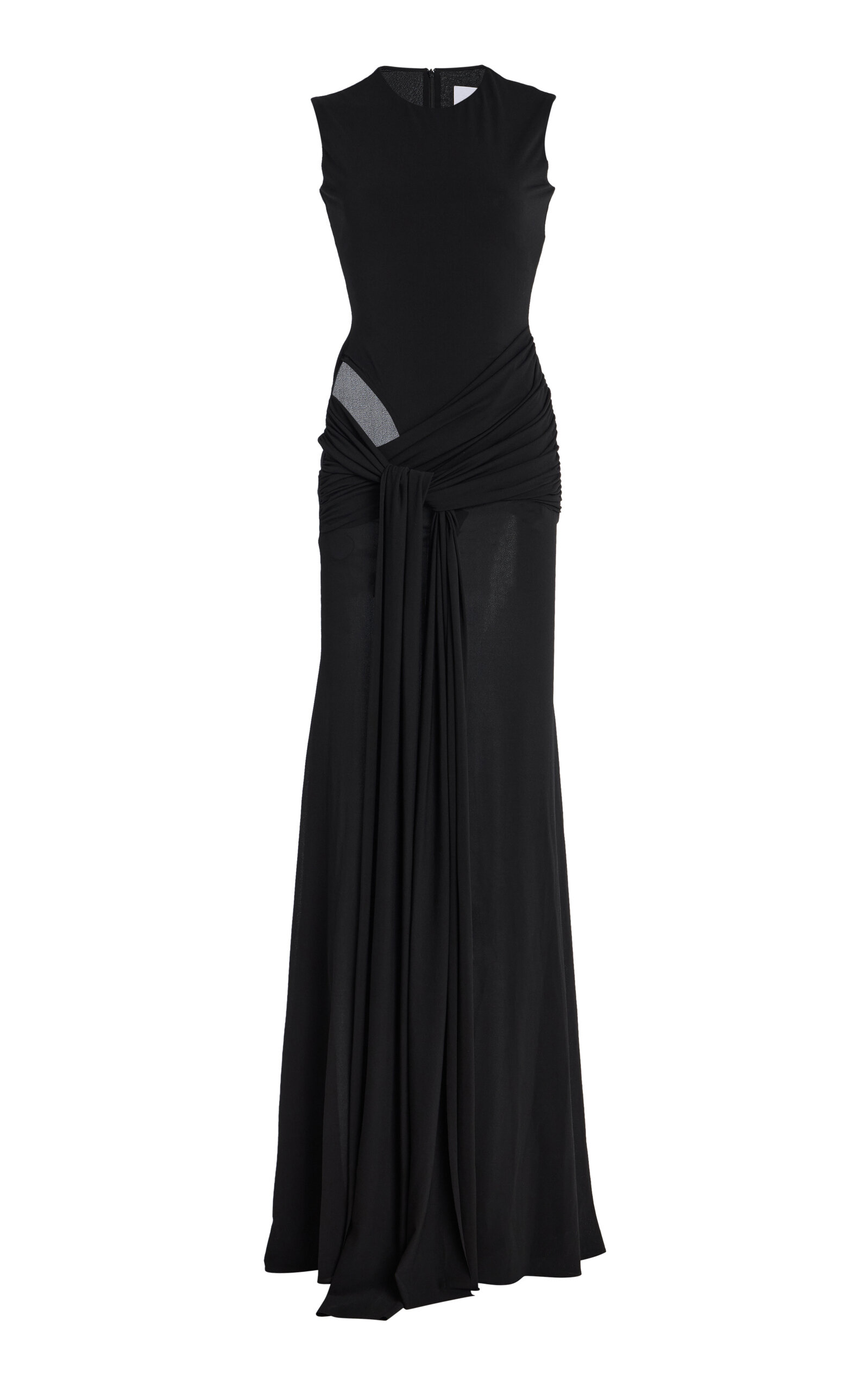 Alex Perry Cut-out Draped Jersey Gown In Black