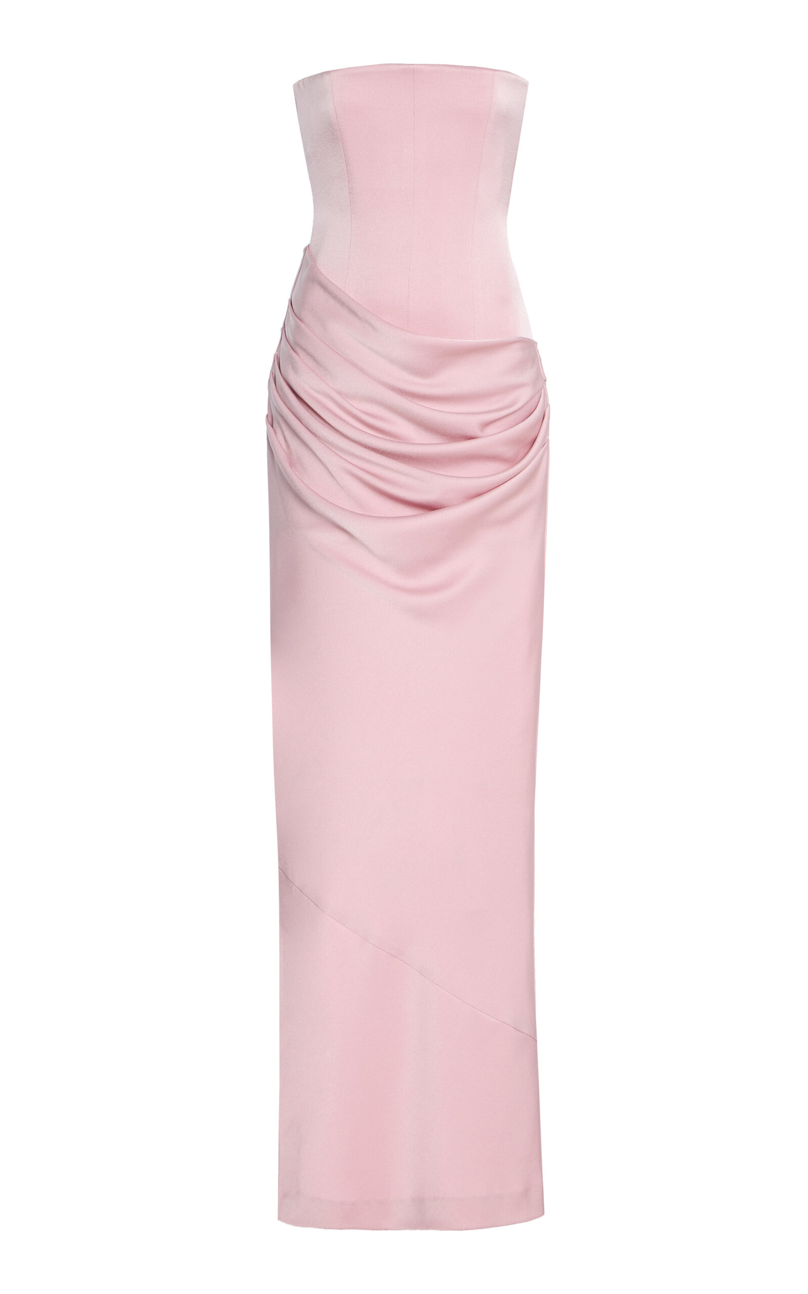 ALEX PERRY STRAPLESS CORSET-WAIST SATIN GOWN