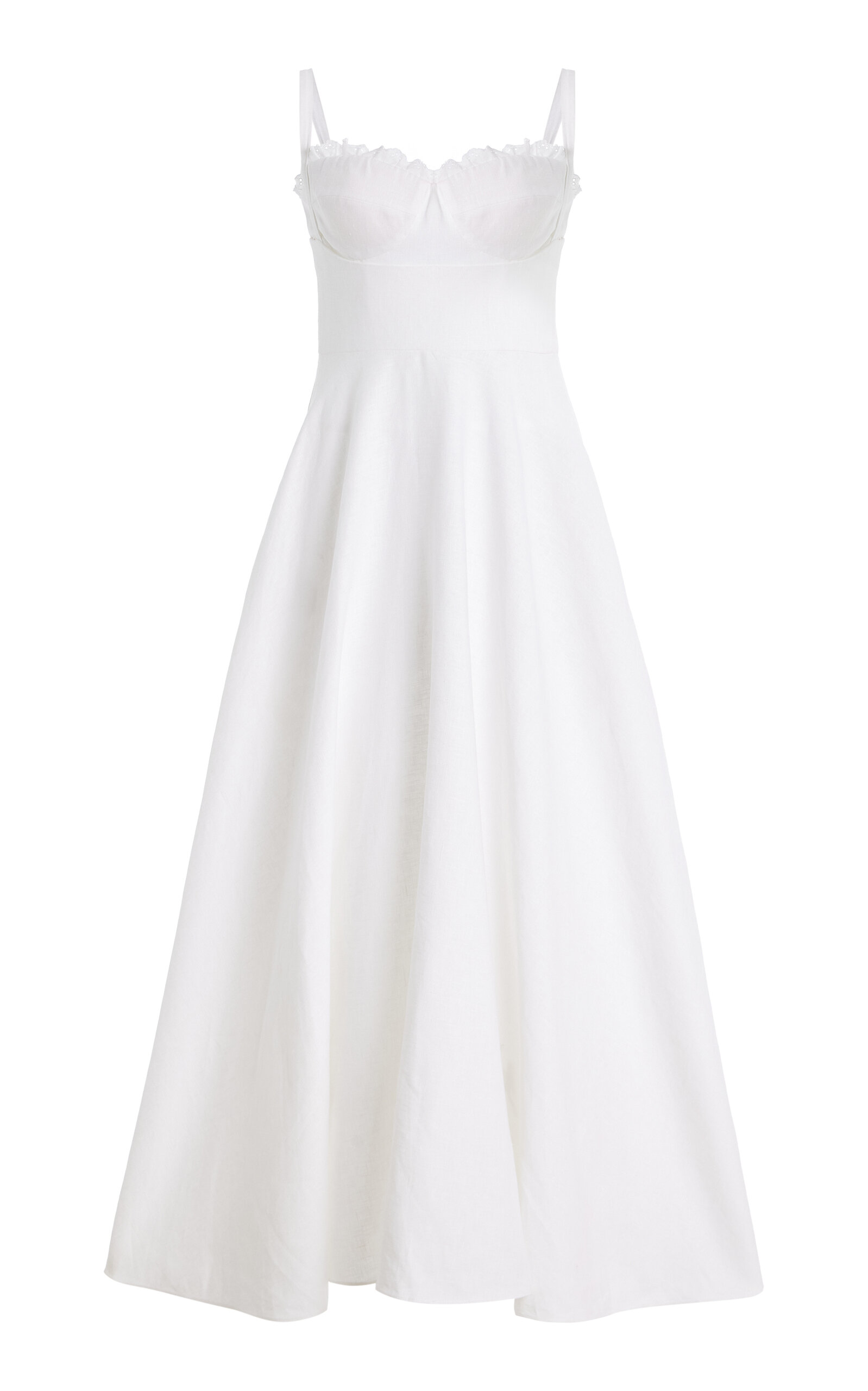 Alejandra Alonso Rojas Linen Broderie Bustier Maxi Dress - White
