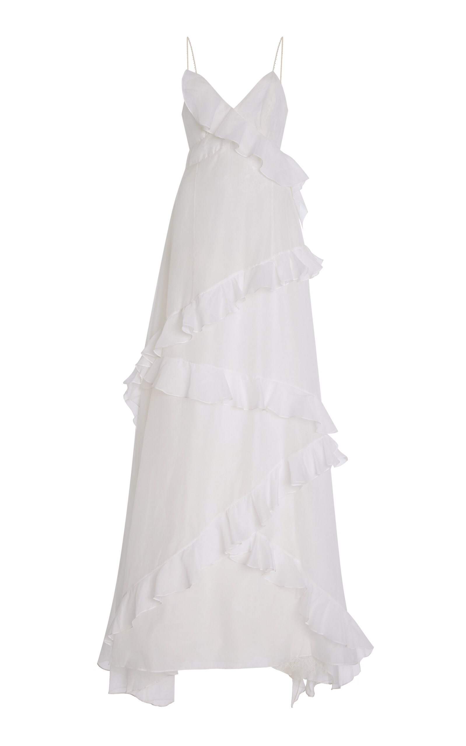 Francesca Miranda Mattina Asymmetric Ruffled Cotton Maxi Dress - White