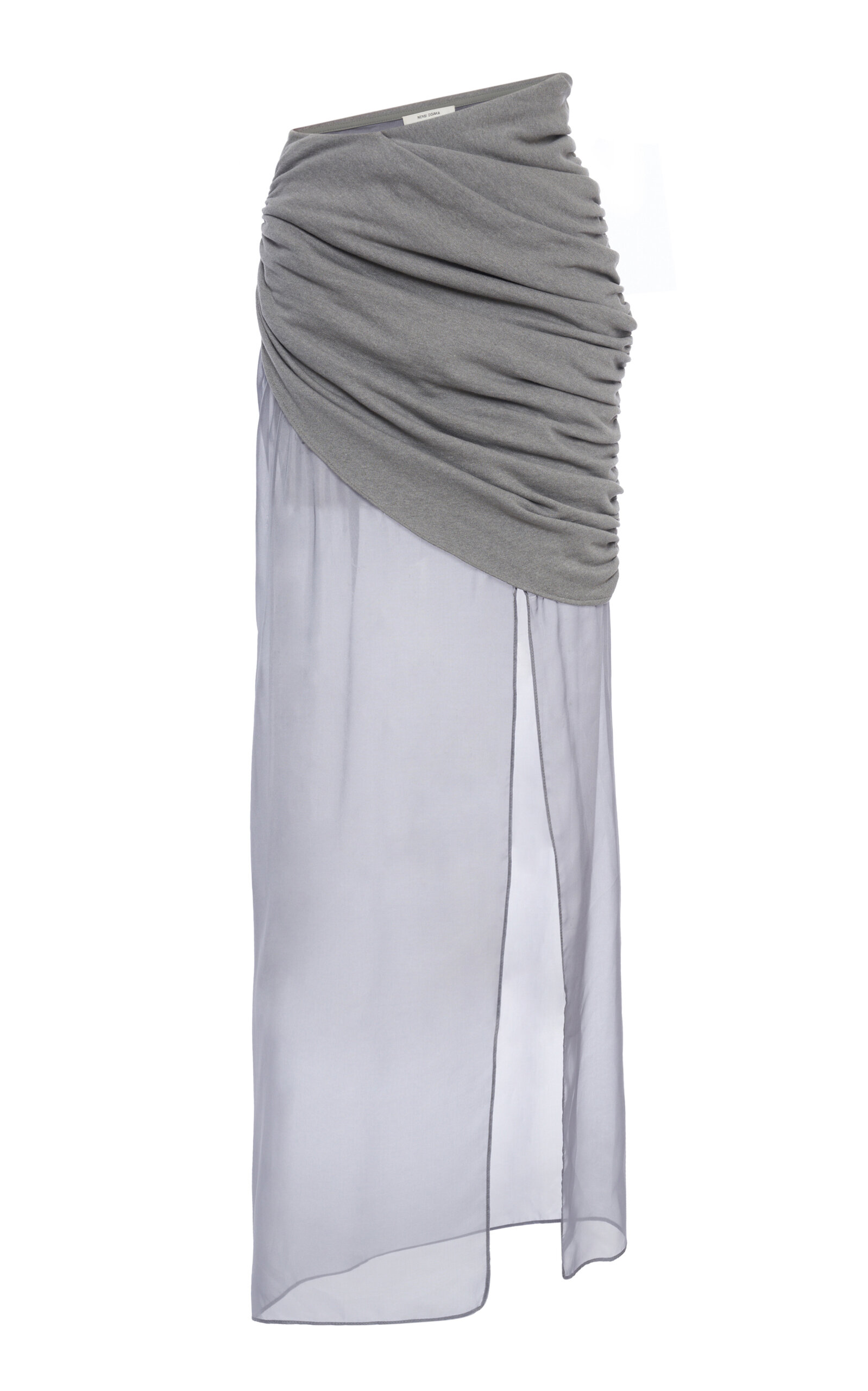 Nensi Dojaka Ingrid Sheer-hem Draped Cotton Skirt In Light Grey
