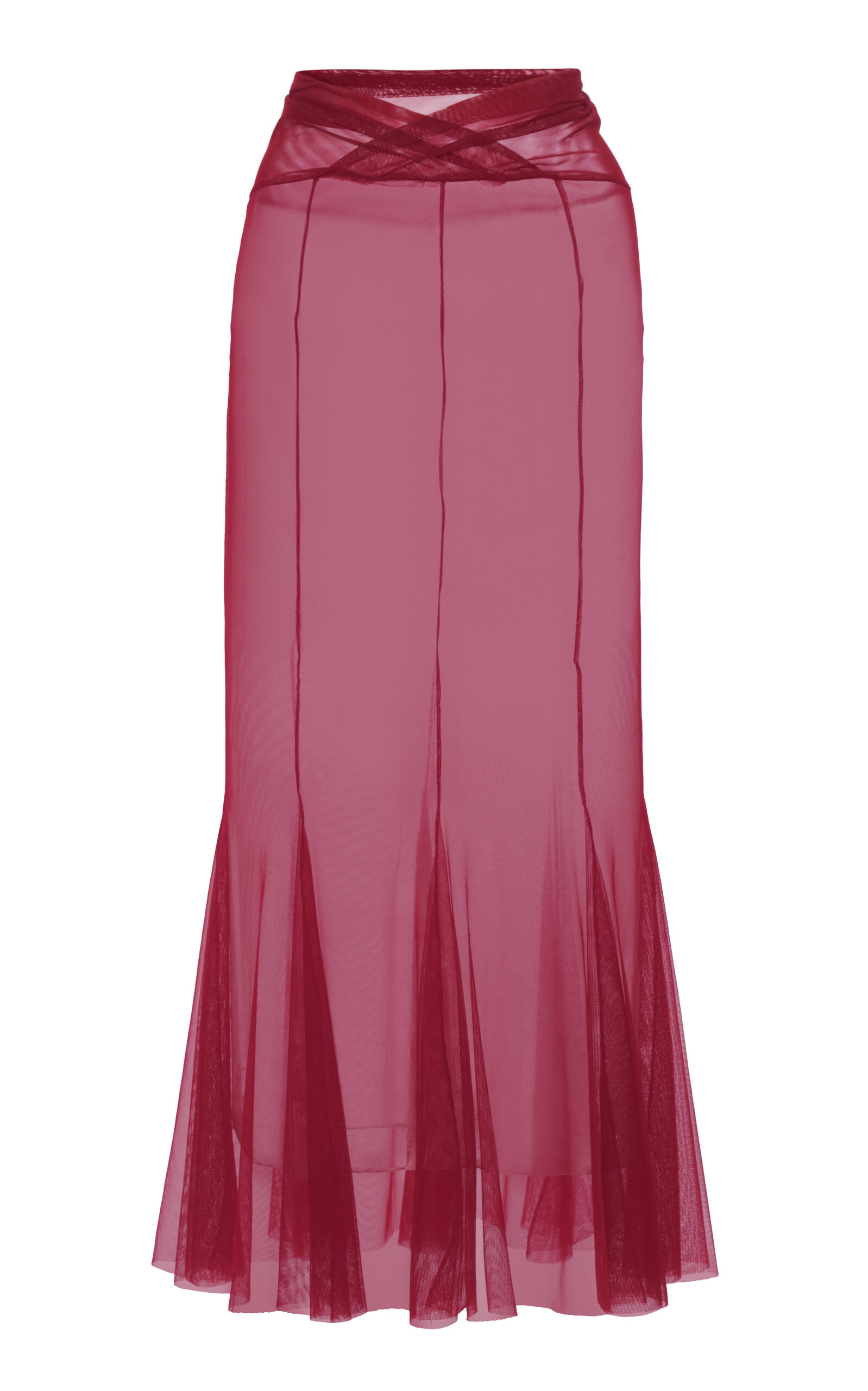 Flared V-Waist Midi Skirt