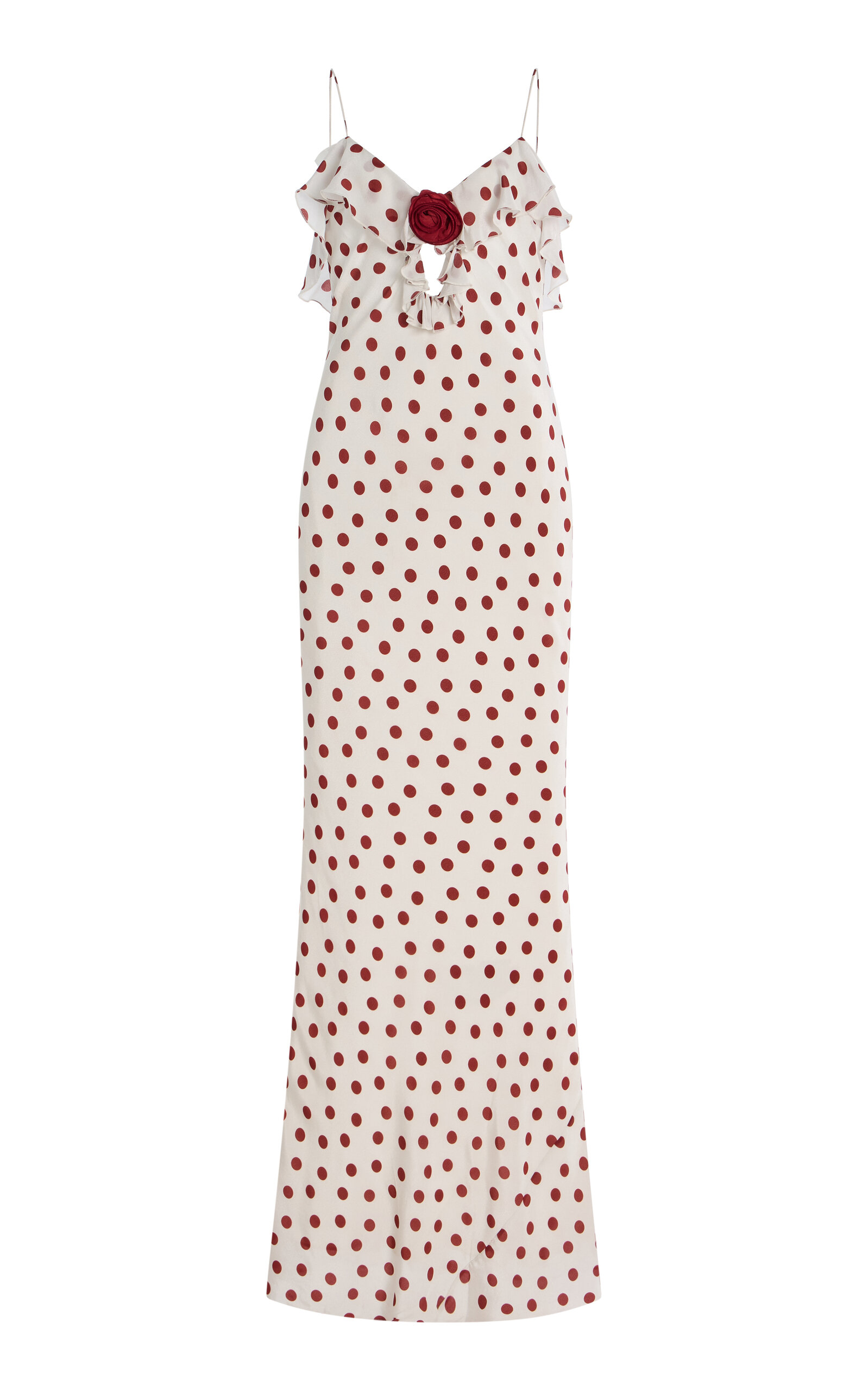 Esperanza Polka-Dot Crepe de Chine Maxi Dress