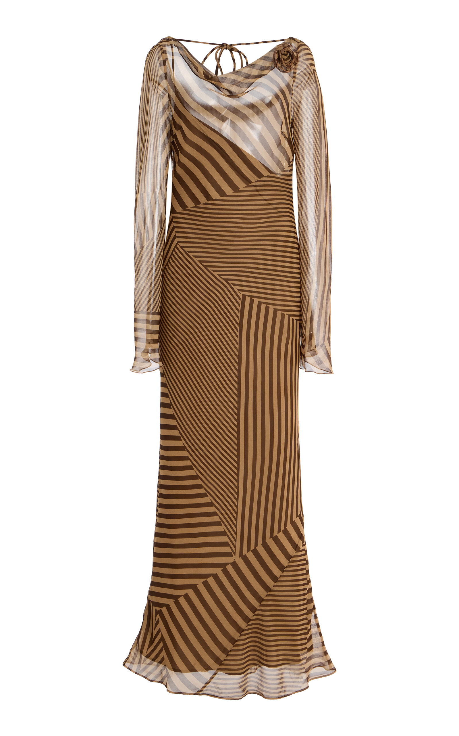 Gracia Striped Silk-Chiffon Midi Dress
