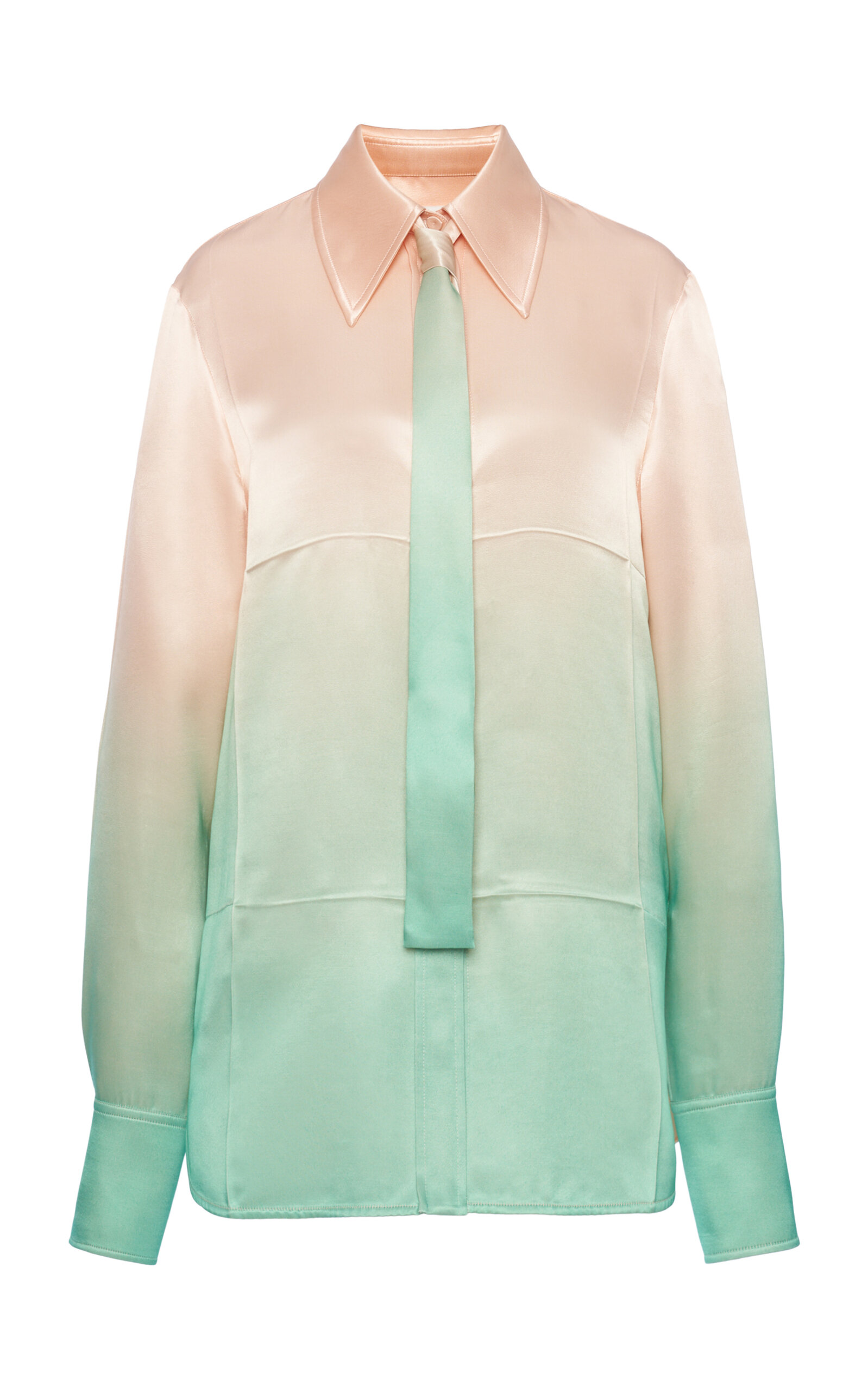 Jil Sander Tie-detailed Ombré Satin Shirt In Multi