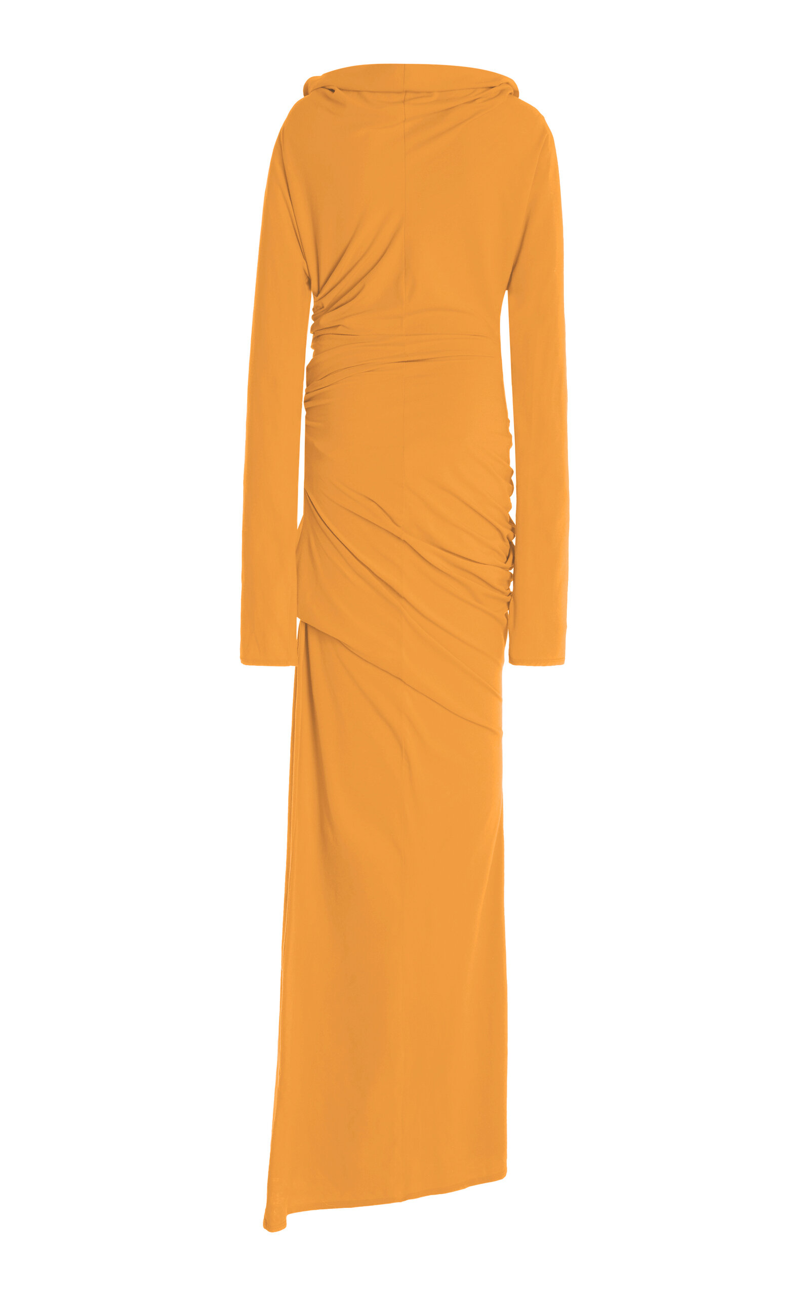 Colleen Allen Ruched Waist Cotton Dress In Orange