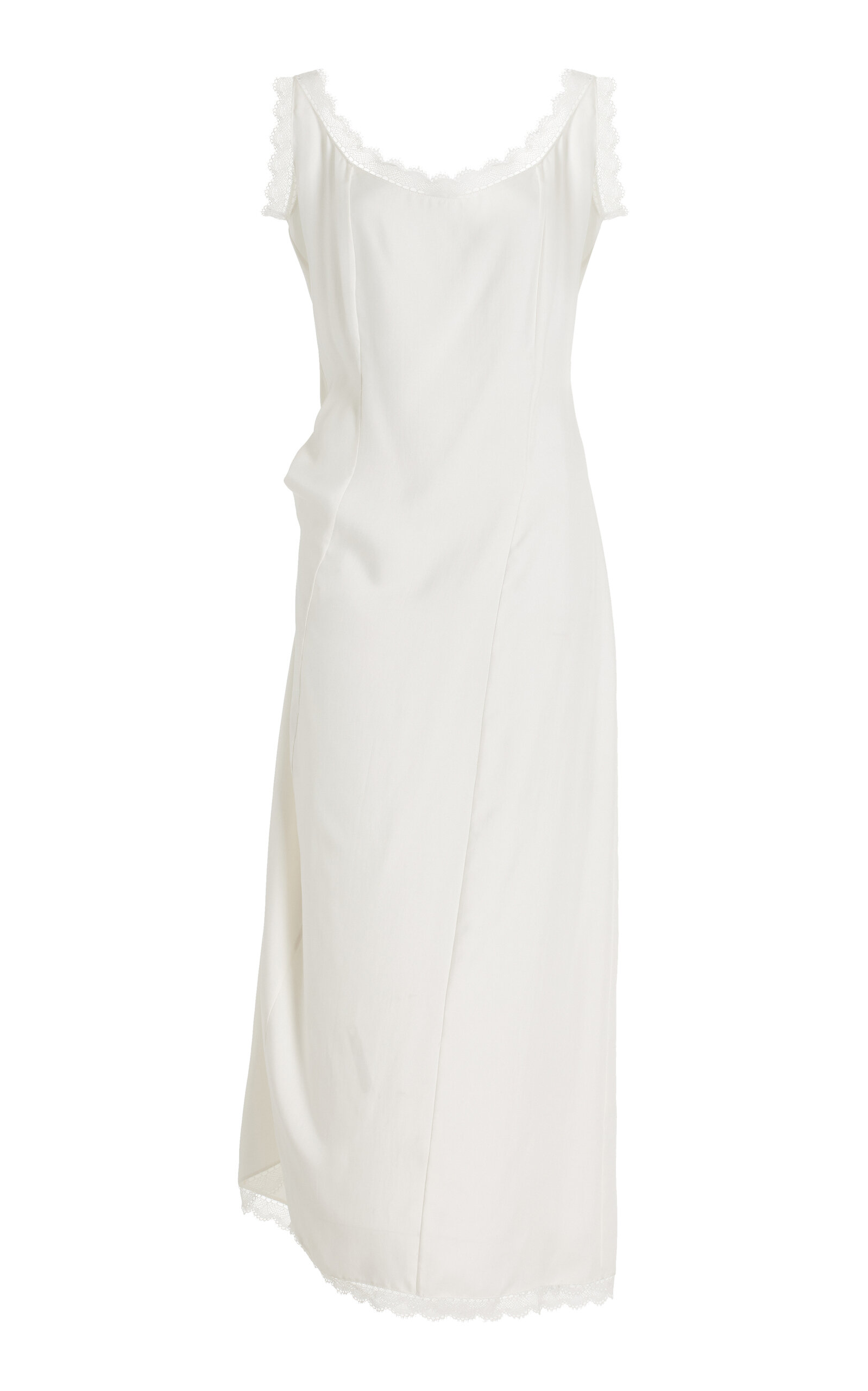 COLLEEN ALLEN Lace-Trimmed Silk Midi Dress