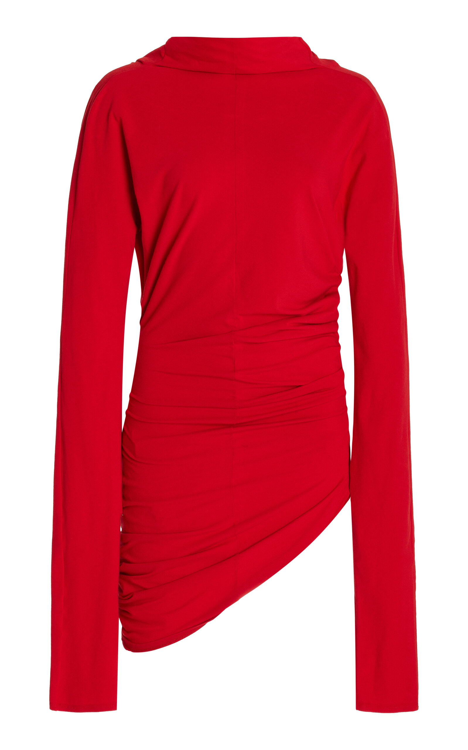 COLLEEN ALLEN Asymmetric Gathered Cotton-Poplin Top