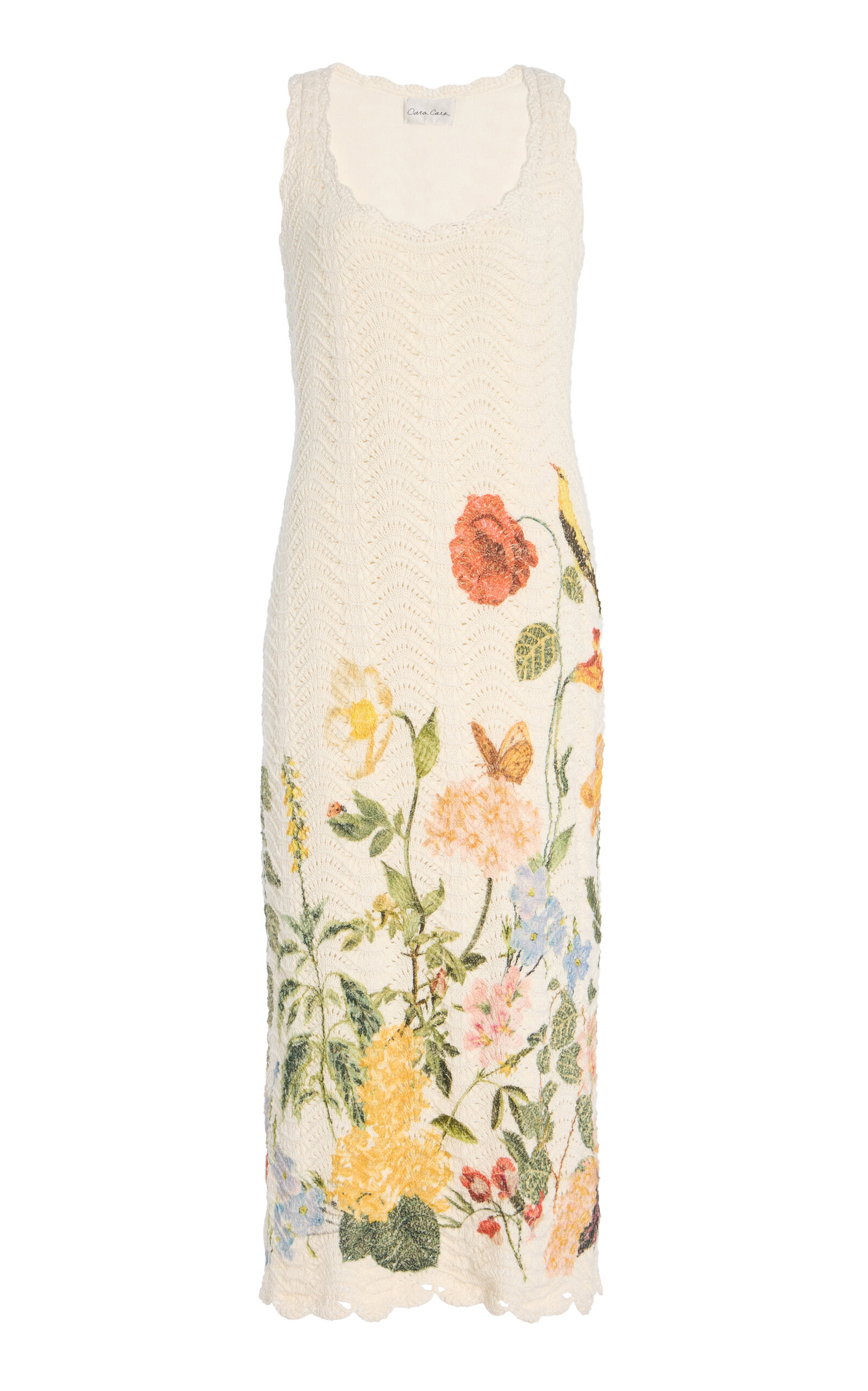 Cara Cara Orel Floral Crochet Knit Sleeveless Maxi Dress In Floral