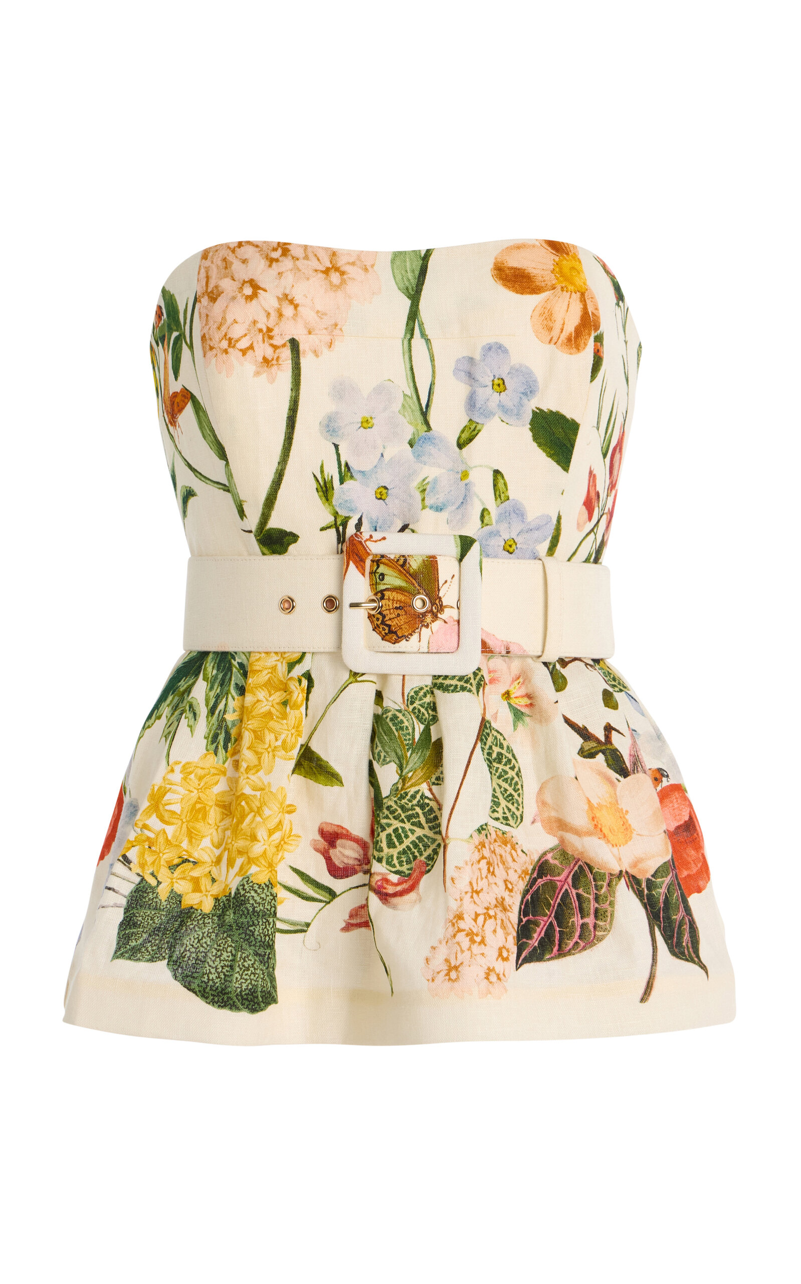 Cara Cara Tilda Strapless Linen Top - Floral - Women's Clothing