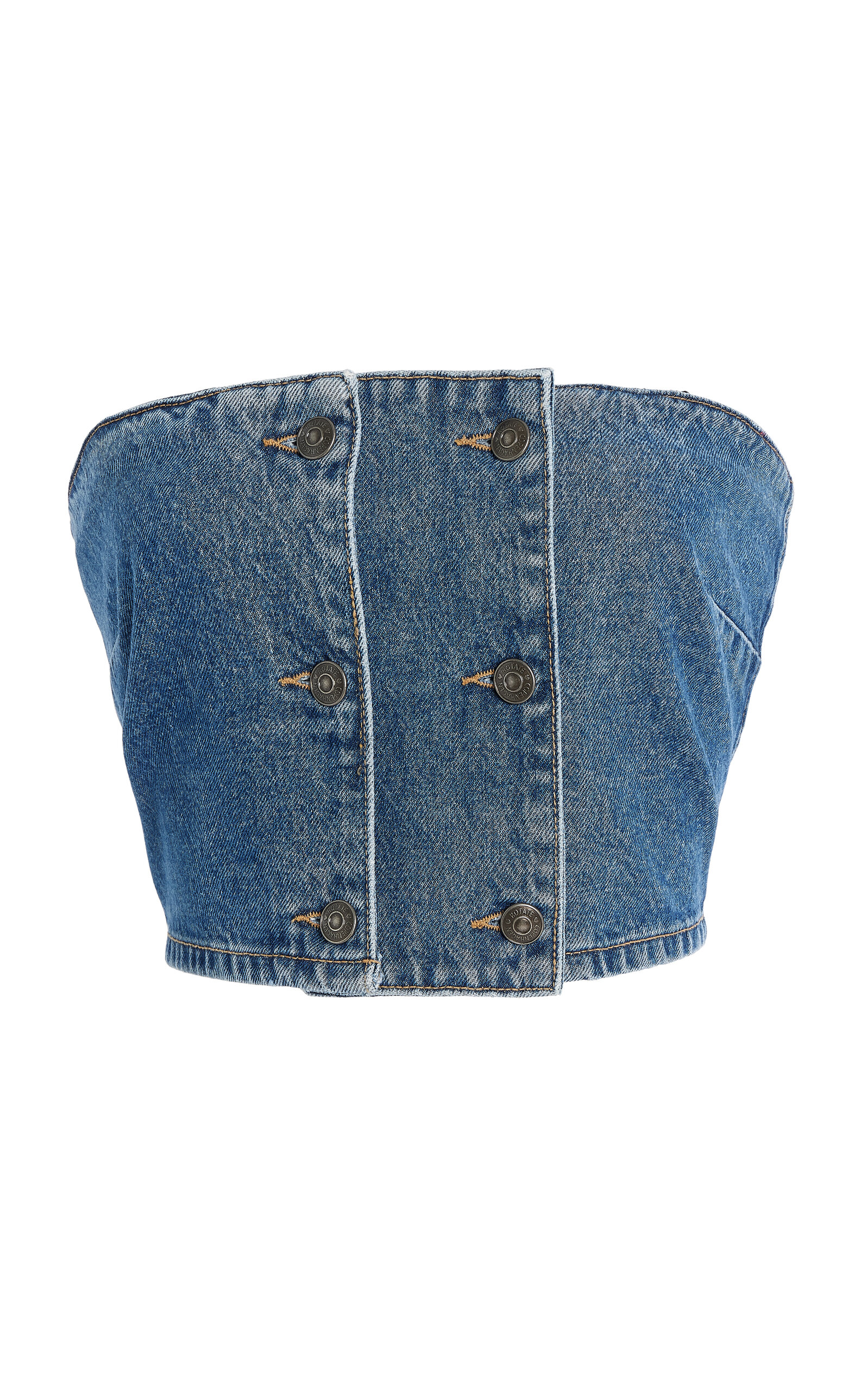 ROTATE Button-Detailed Denim Top