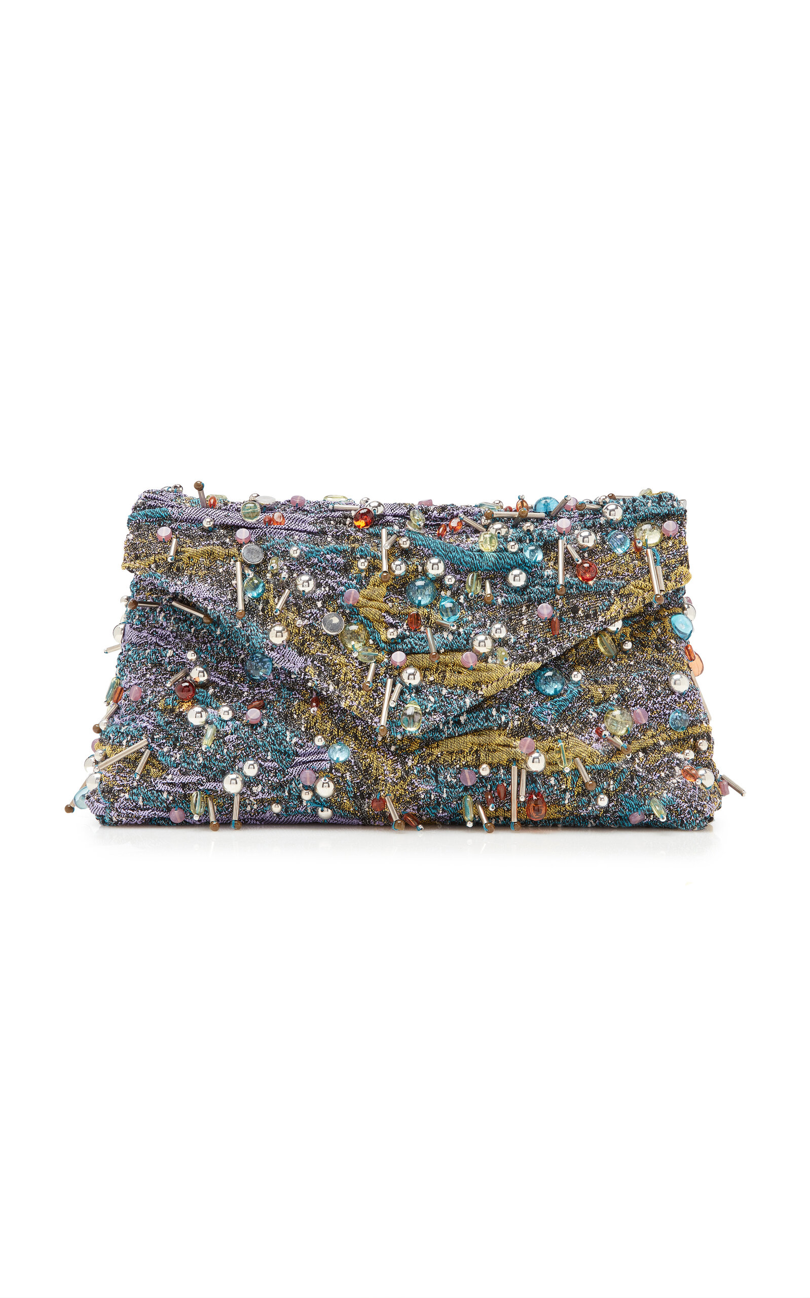 Embroidered Jacquard Envelope Clutch
