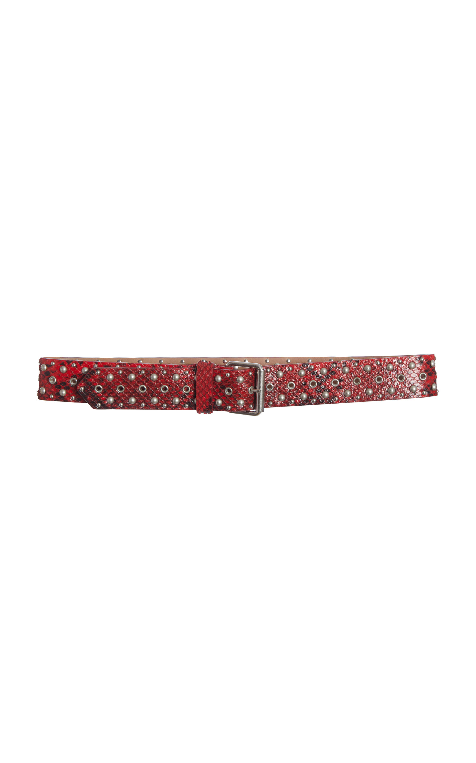 Dries Van Noten Python-Effect Leather Studded Belt - Women's Accessories