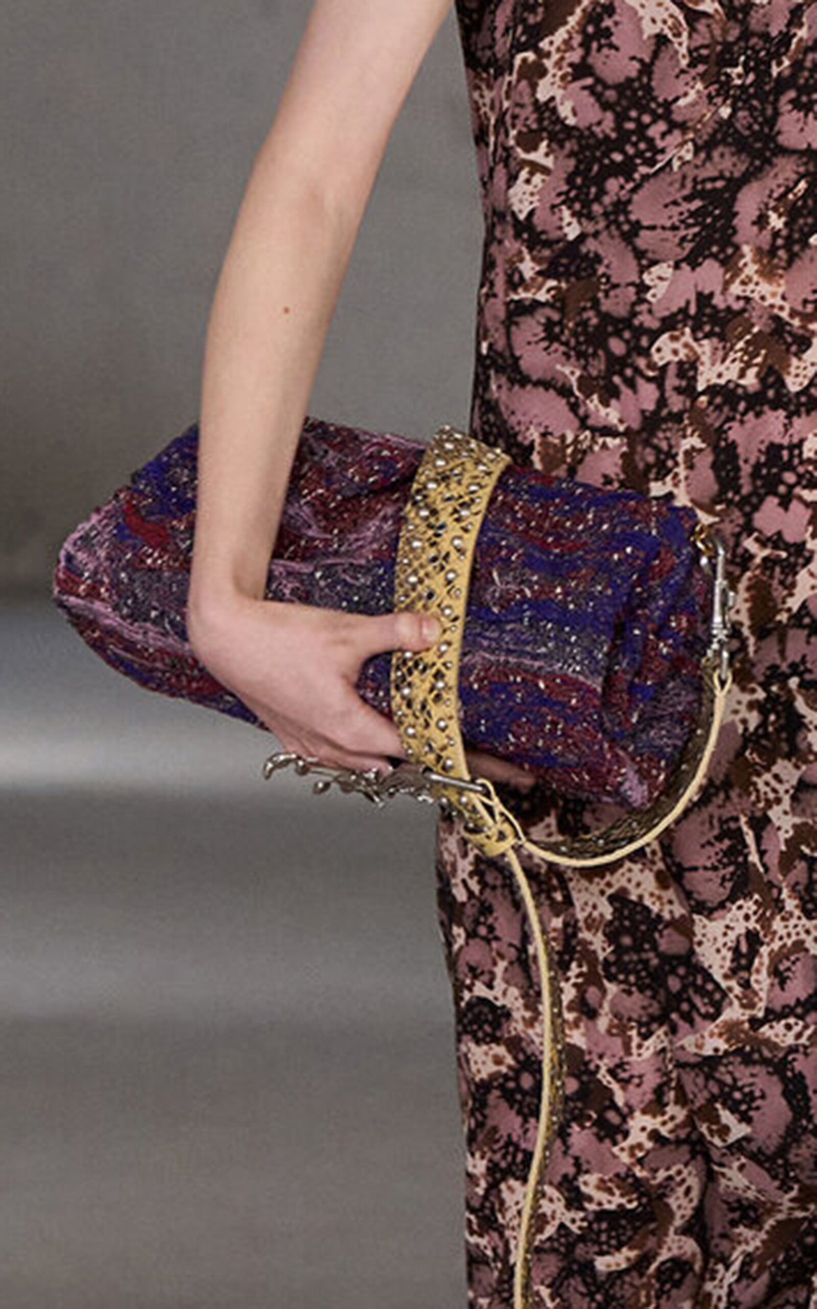 Dries Van Noten Python-effect Leather Studded Bag Strap In Neutral