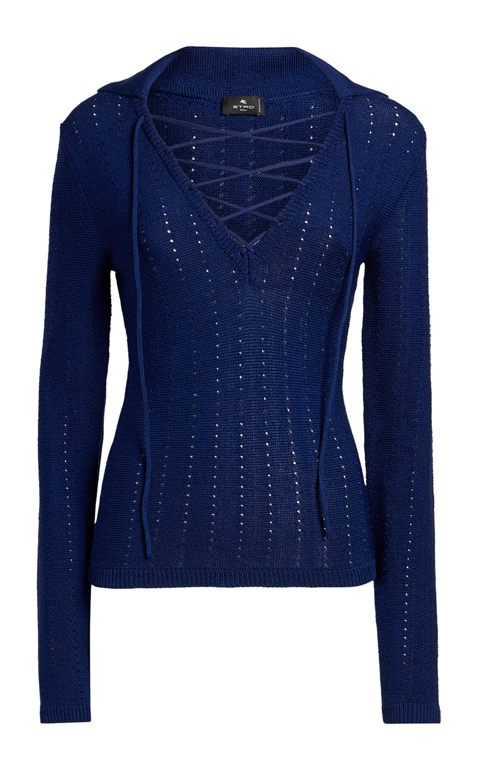 Etro Knit Cotton-blend Top In Blue